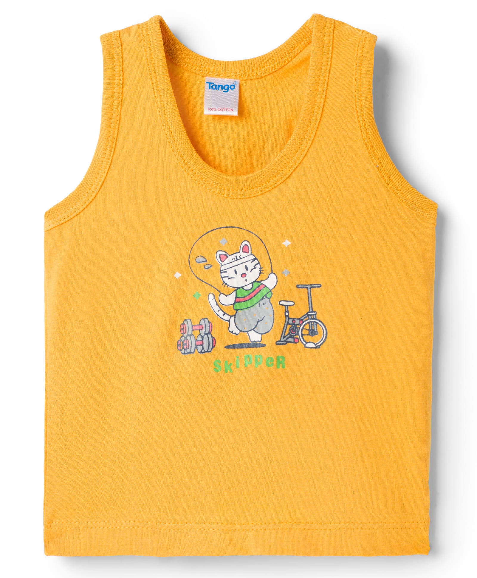 Tango Single Jersey Knit Sleeveless Vest With Cat Print - Golden-picture-28