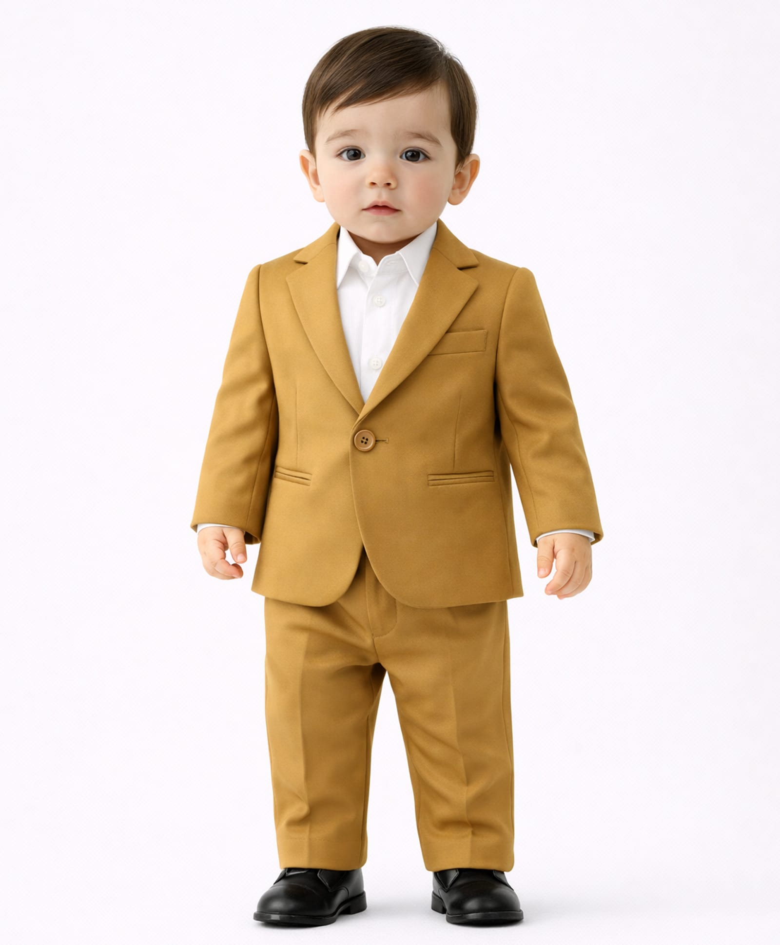 Spool Junior Cotton Woven Full Sleeves Solid 3 Piece Party Suit - Yellow-picture-8