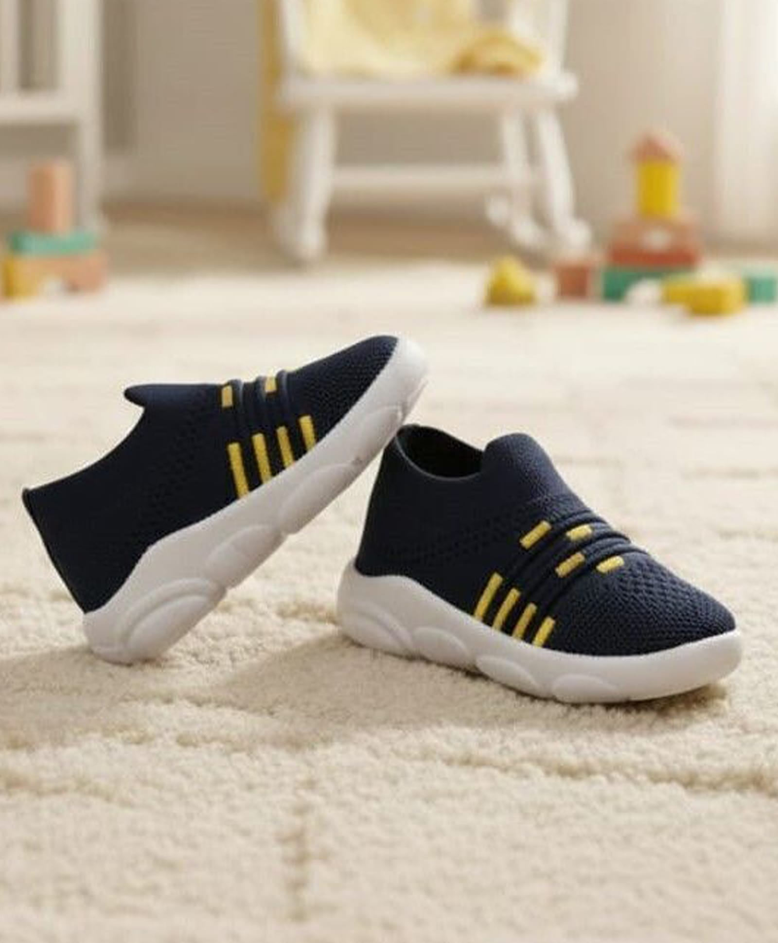 Binos Abstract Designed Slip On Shoes - Navy Blue-image-12
