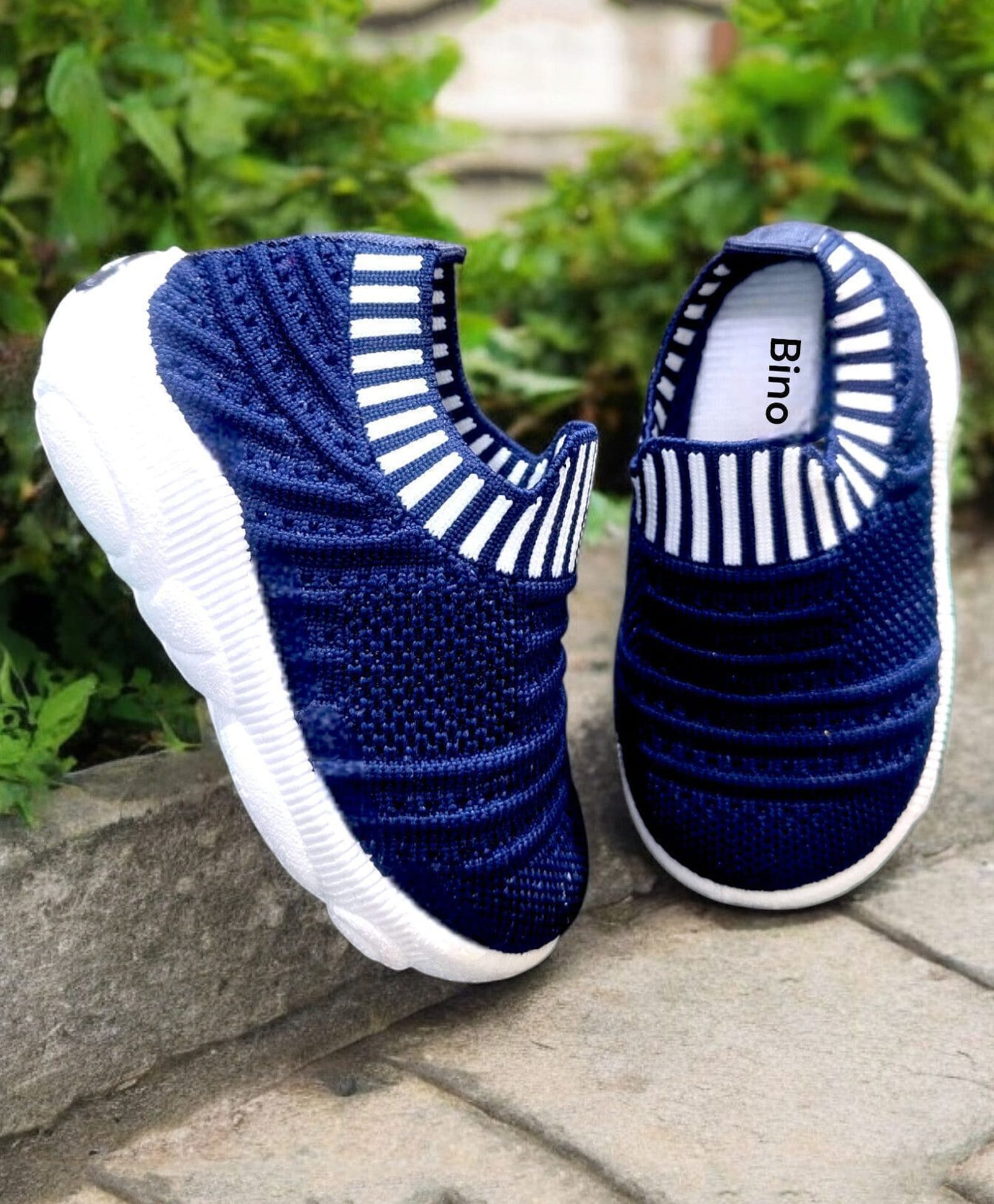 Binos Placement Striped Slip On Shoes - Navy Blue-image-16