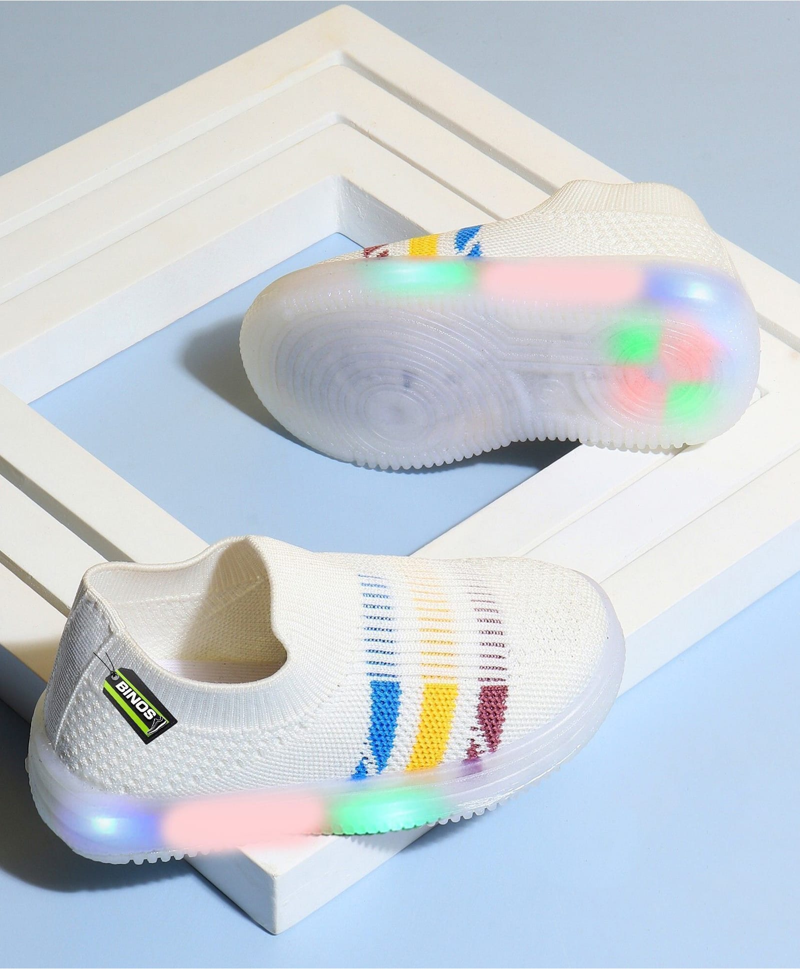 Binos Mesh Detailed LED Shoes - White-image-6