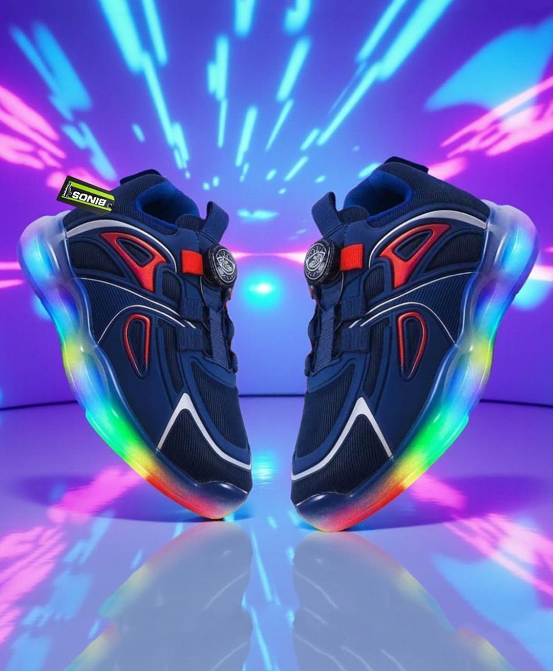 Binos Colour Blocked BOA System Closure LED Shoes - Navy Blue-image-46