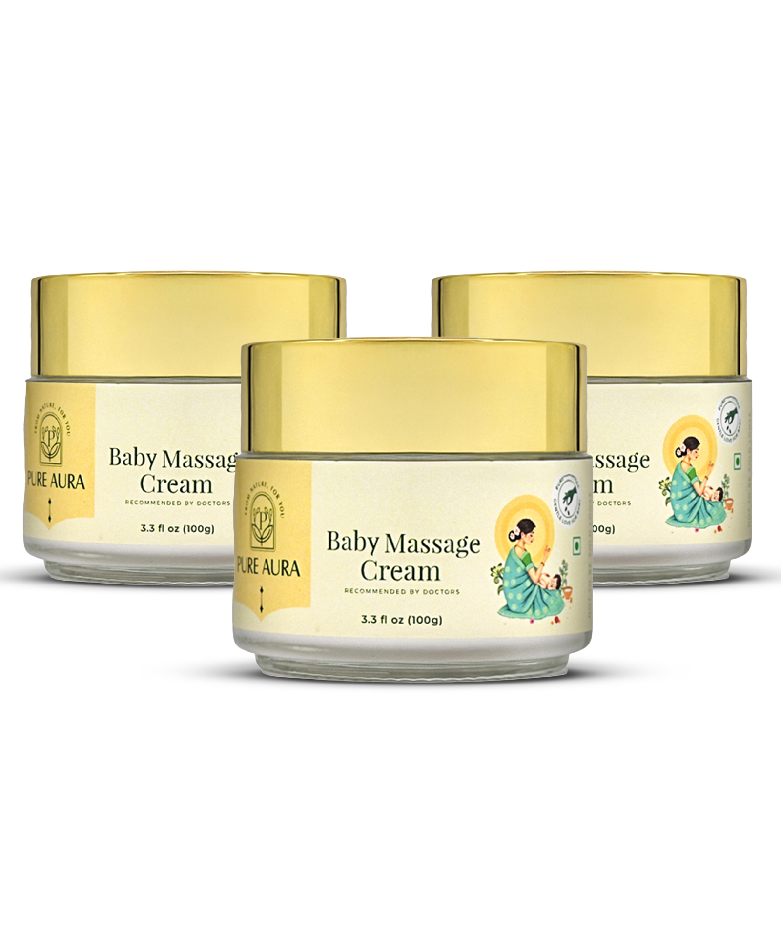 Pure Aura Baby Massage Cream with Ayurvedic Herbs Nourishing & Soothing Pack of 3 - 100 g Each-picture-23