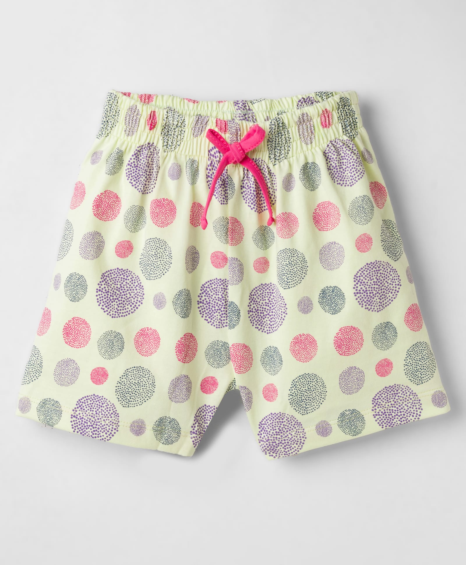 Evimo Single Jersey Knit Above Knee Length Shorts with Polka Dots Print - Light Green-picture-8