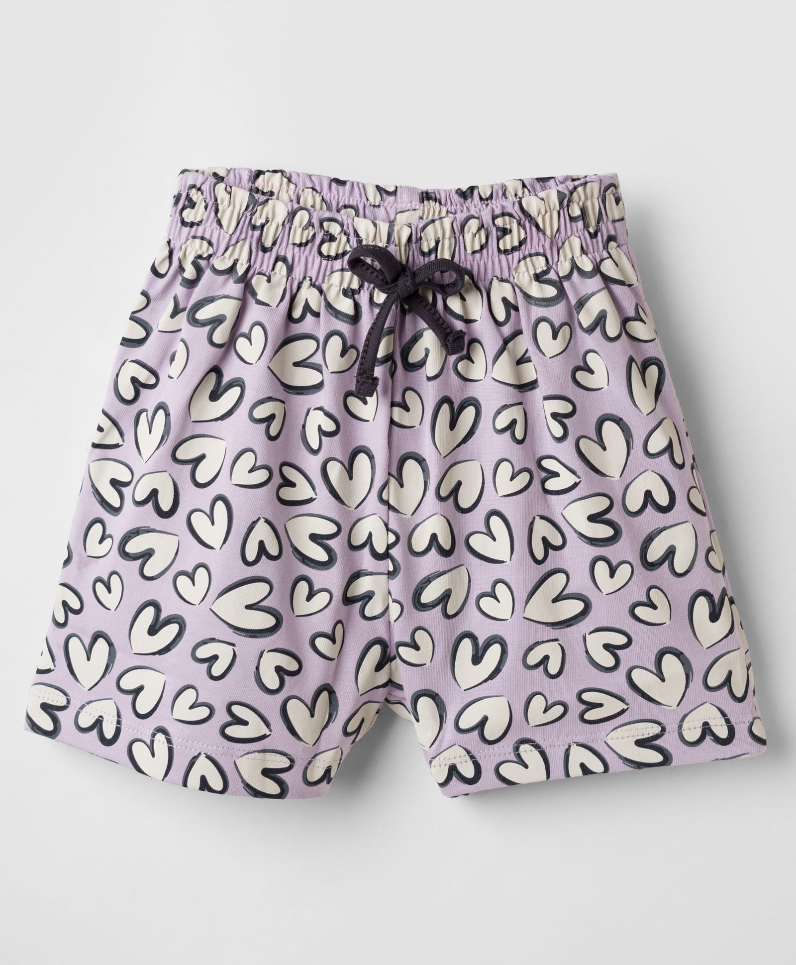 Evimo Single Jersey Knit Above Knee Length Heart Printed Shorts - Purple-picture-46