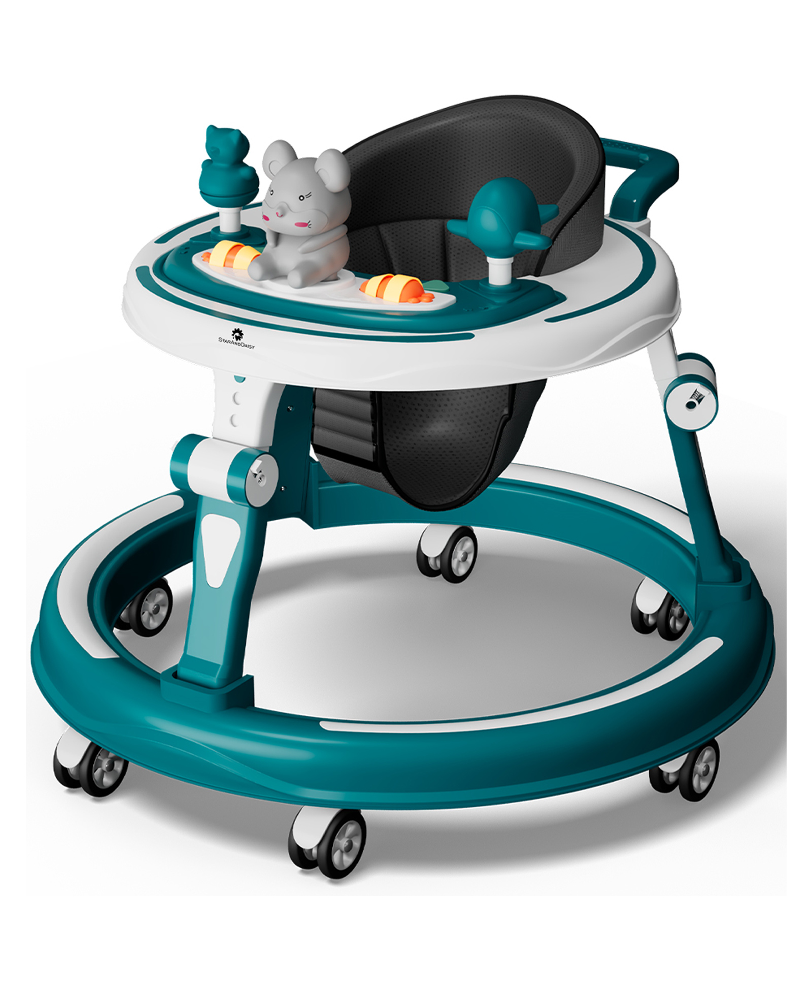 StarAndDaisy 360 Premium Baby Walker 7 Level Height Adjustment Walker For Kids With Switchable Food & Musical Toy Tray -Blue-picture-11