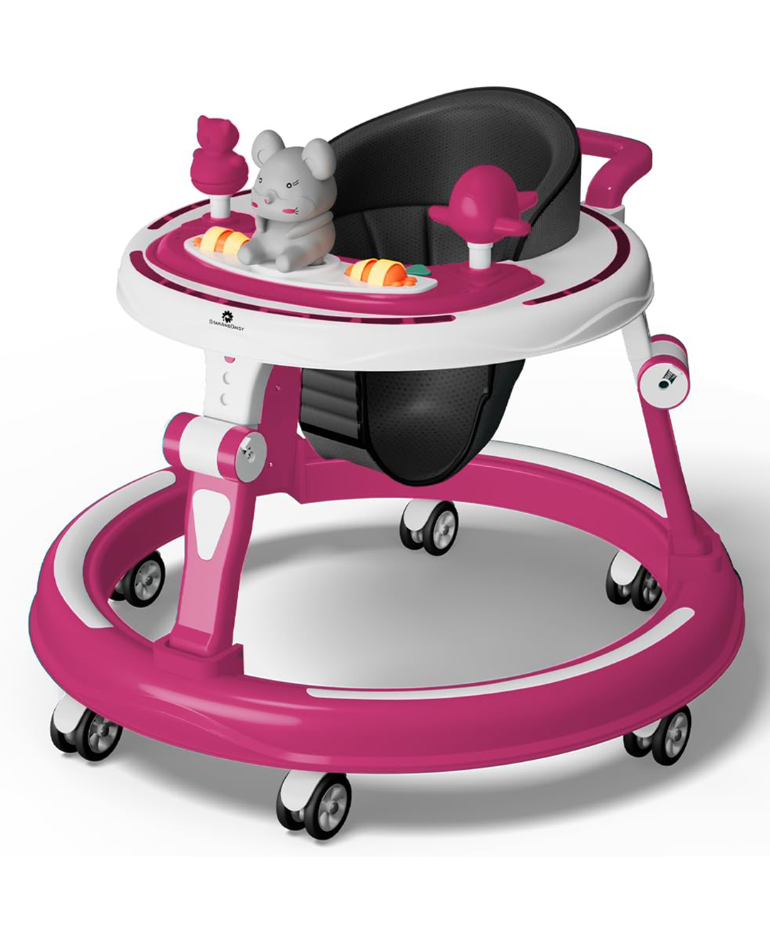 StarAndDaisy 360 Premium Baby Walker 7 Level Height Adjustment Walker For Kids With Switchable Food & Musical Toy Tray - Pink-picture-21