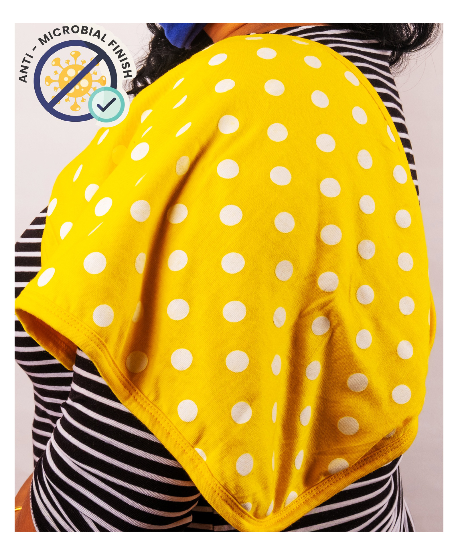 Cocoon Organics Cotton Towel Double Sided Polka Dot Print Highly Absorbant Burp Cloth - White & Yellow-image-38