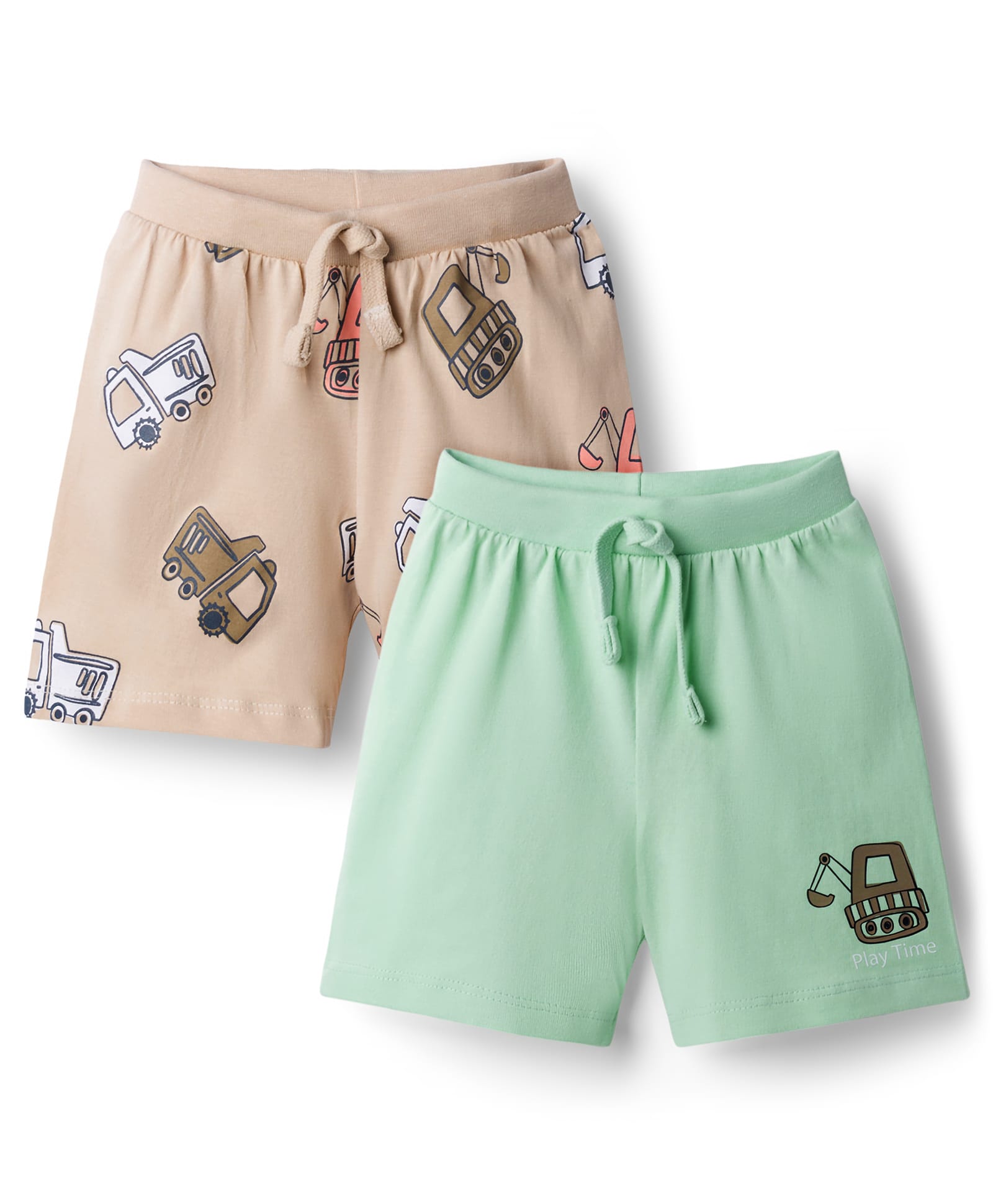 Babyhug Cotton Knit Mid Thigh Length Shorts with Sea Vehicle Print Pack of 2 - Multicolor-picture-23