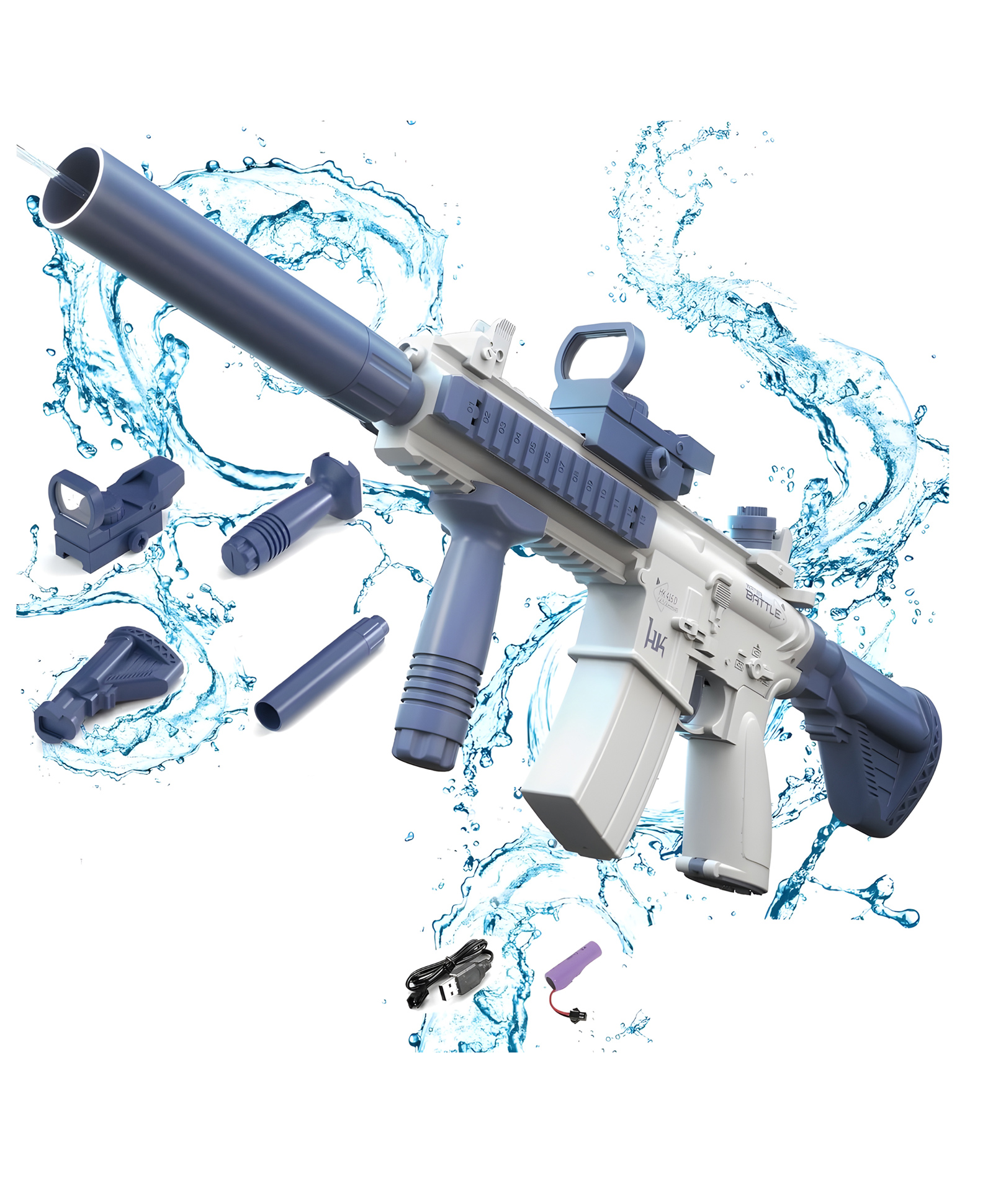 YAMAMA Realistic M416 Electric Repeater Automatic Water Spray Water Gun Toy - Navy Blue