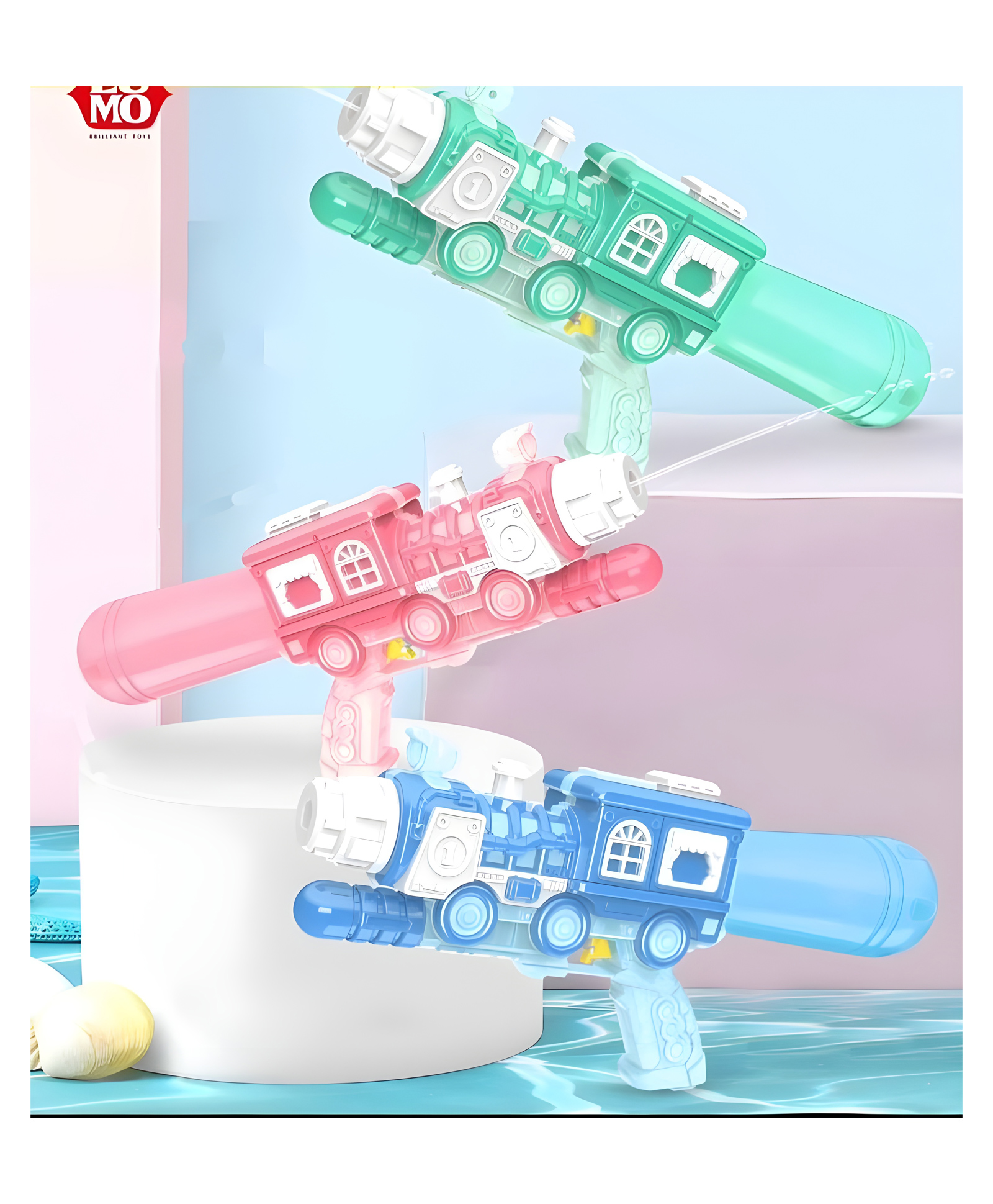 YAMAMA Train Engine Themed Long-Range Squirt High-Capacity Water Gun Toy (Pack of 1) - Color May Vary-image-2