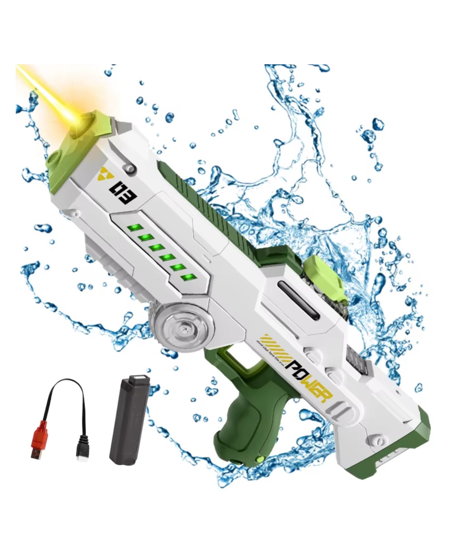 Yamama Lumo Brilliant Toys Electric Water Gun Automatic Powerful Squirt Gun with Light Color May Vary