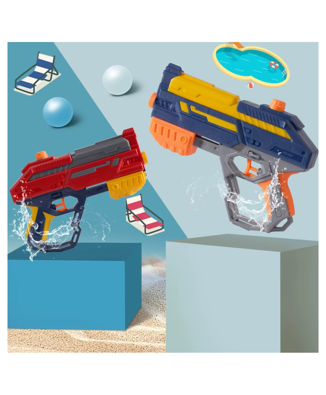 Yamama Lumo Brilliant Toys Water Gun for Kids & Adults | High-Pressure Dual Nozzle Water Blaster | 68 Meter Range Manual Pump Water Gun (Random Color Dispatched)