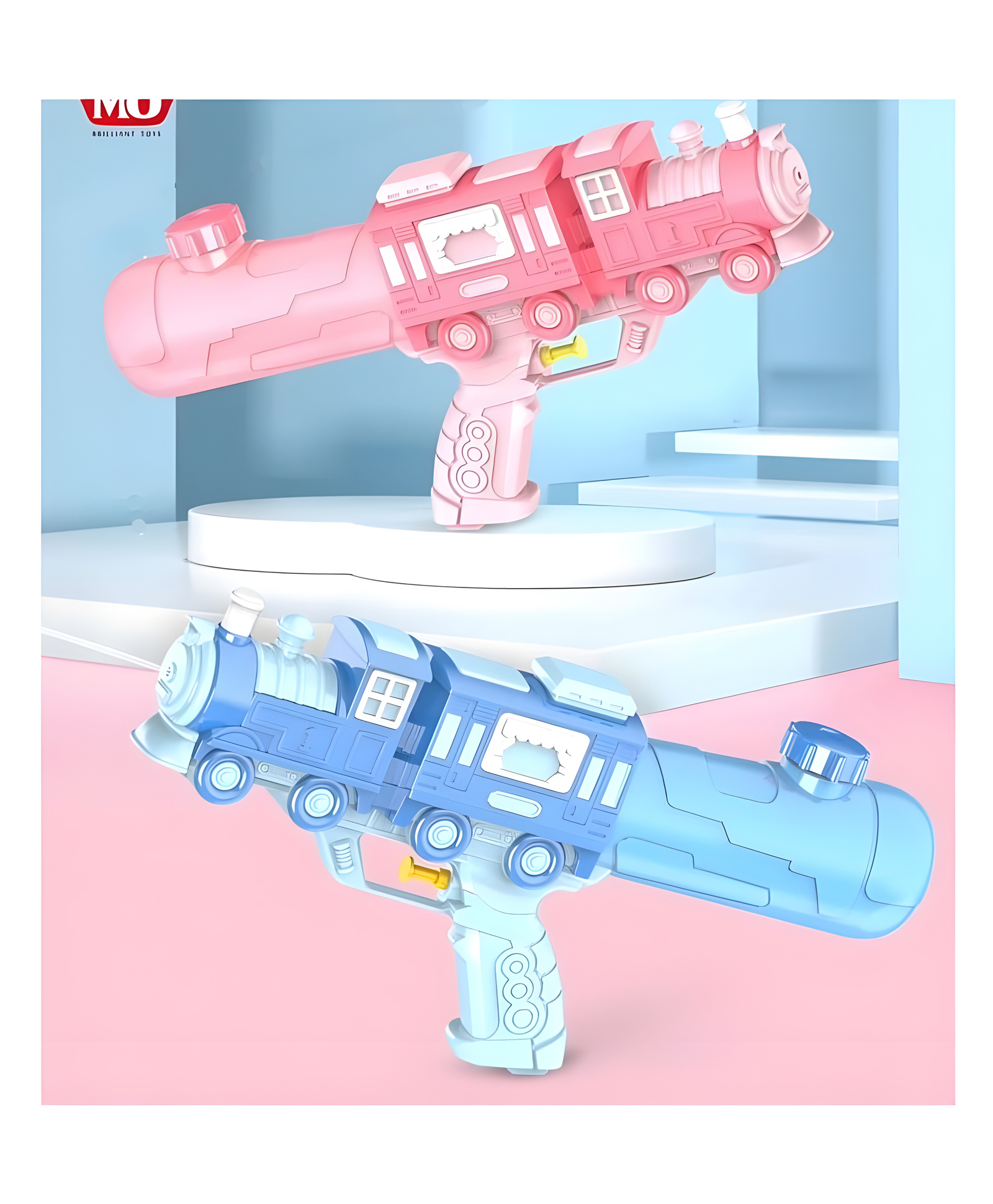 YAMAMA Train Engine Themed Water Gun Toy Long Range 400ml High Capacity Water Fighting Toy - Color May Vary-image-3