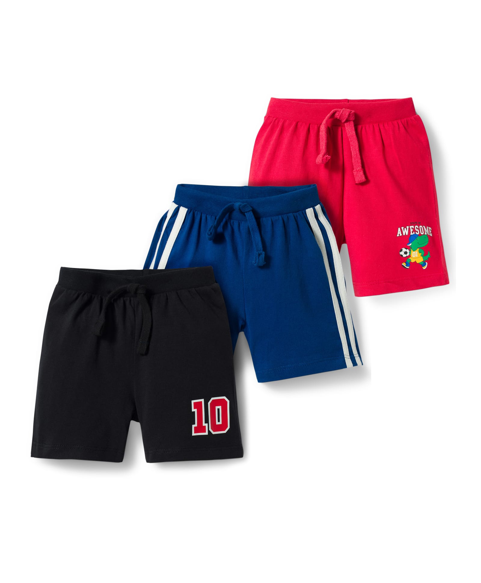 Babyhug Single Jersey Knit Mid Thigh Shorts with Dino & Number Print Pack of 3 - Multicolor-picture-12