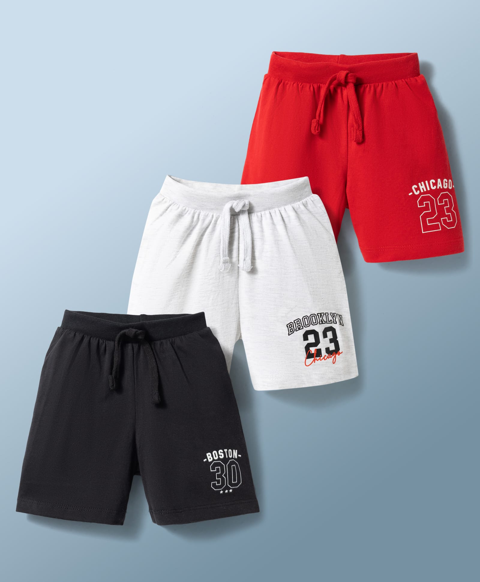 Babyhug Cotton Knit Mid Thigh Text Printed Shorts Pack Of 3 - Multicolor-picture-22