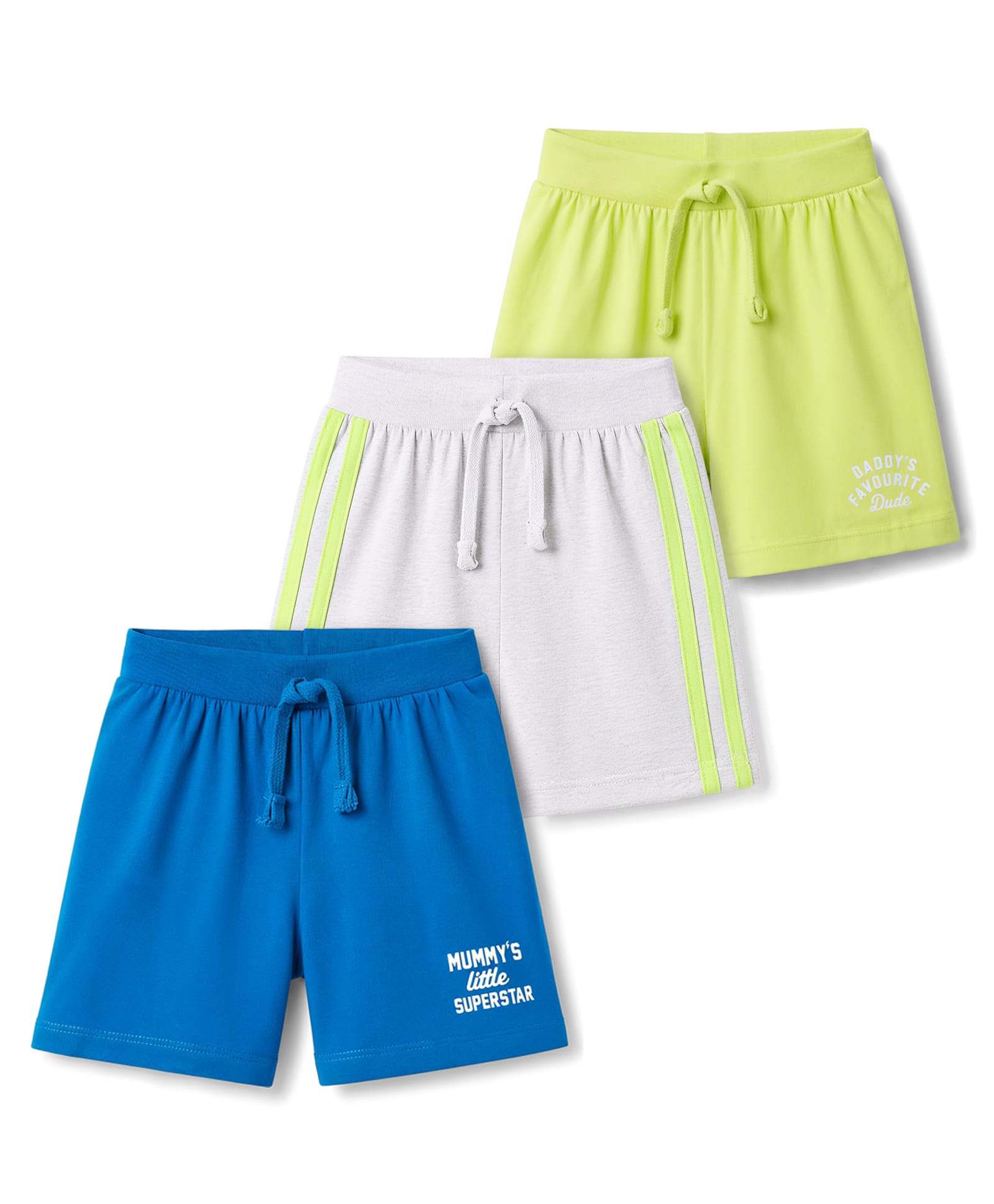 Babyhug Single Jersey Knit Mid Thigh Shorts with Text Print Pack of 3 - Multicolor-picture-12