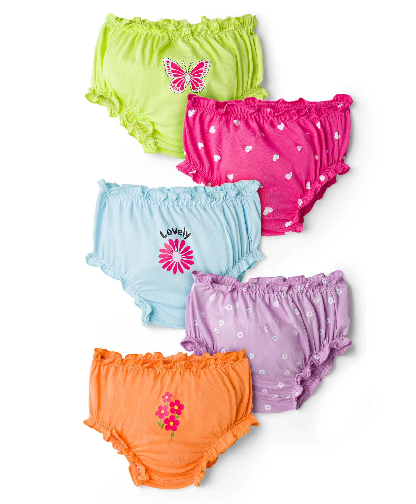 Doodle Poodle 100% Cotton Knit Floral & Heart Printed Panties Pack of 5 - Light Blue & Pink-image-43