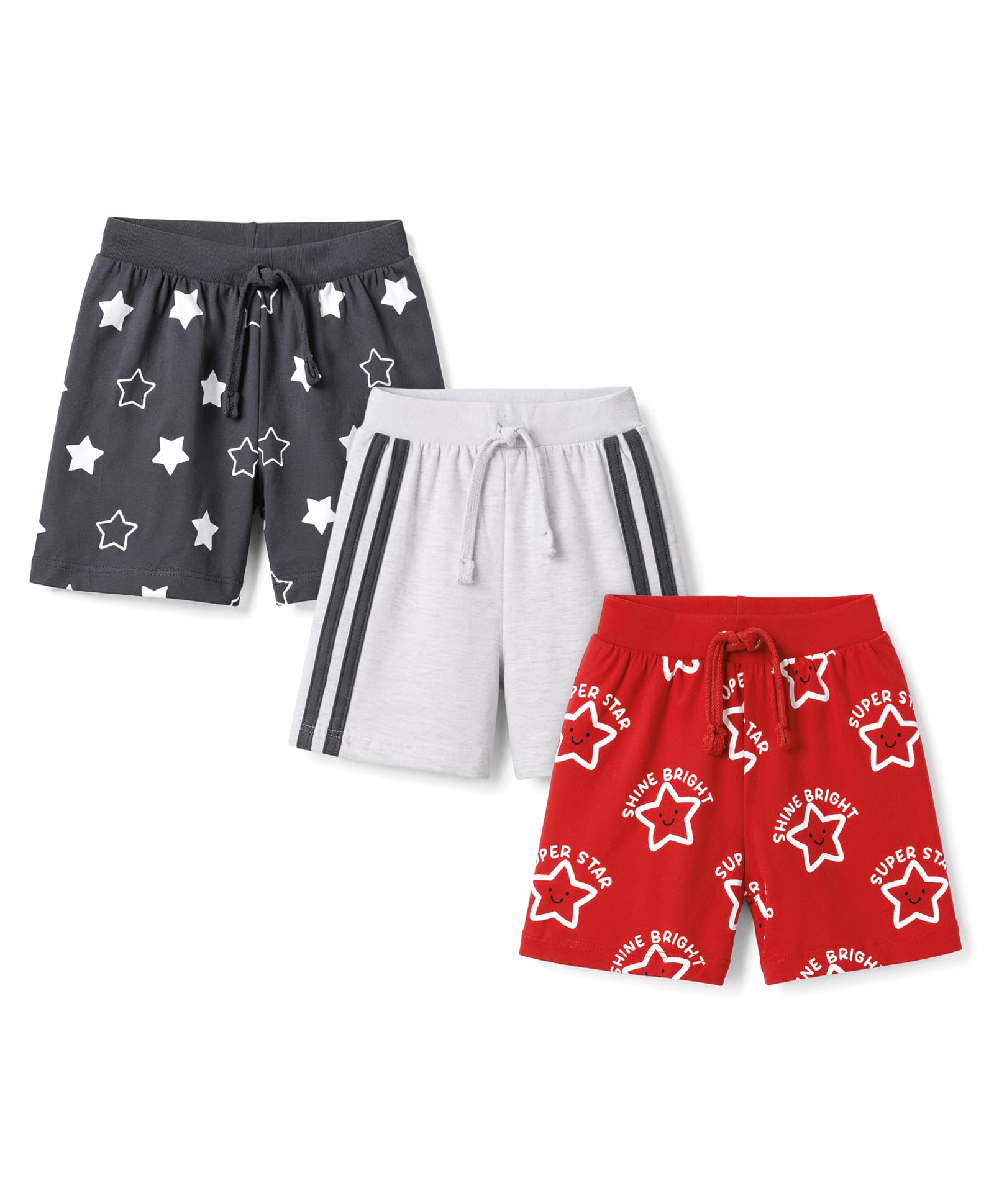 Babyhug Single Jersey Knit Mid Thigh Shorts with Star Print Pack of 3 - Multicolor-picture-26