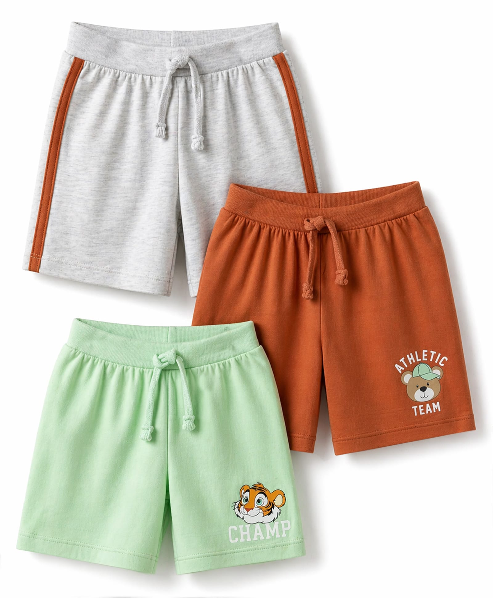 Babyhug Single Jersey Knit Mid Thigh Shorts with Teddy Print Pack of 3 - Multicolor-picture-11