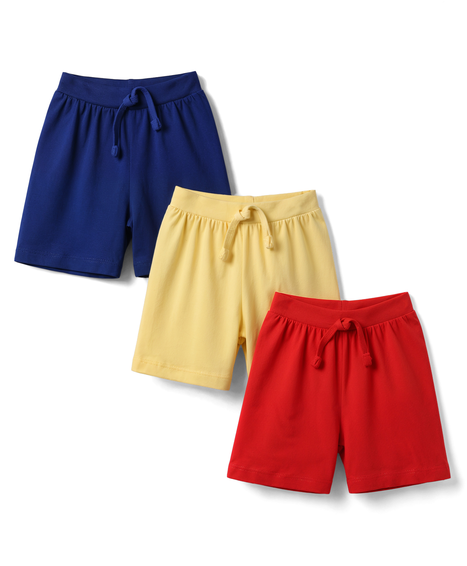 Babyhug Cotton Knit Mid Thigh Solid Shorts Pack Of 3 - Multicolor-image-38