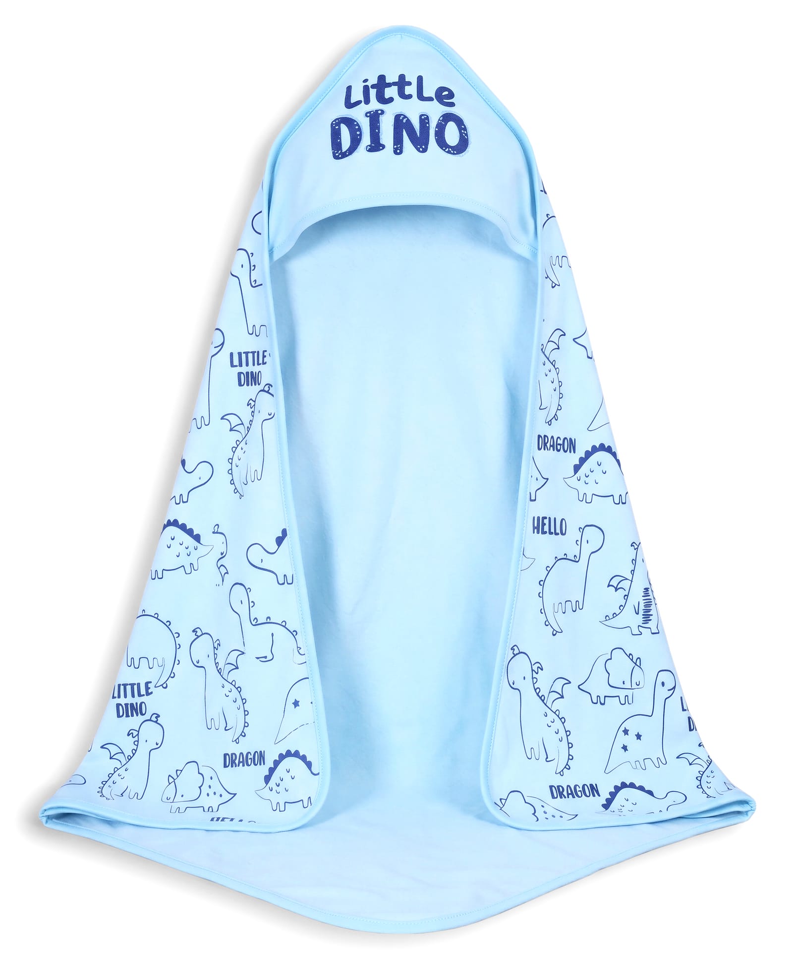 Doodle Poodle 100% Cotton Hooded Printed Bath Towel With Dino Print L 74 x B 73 cm - Blue-image-27