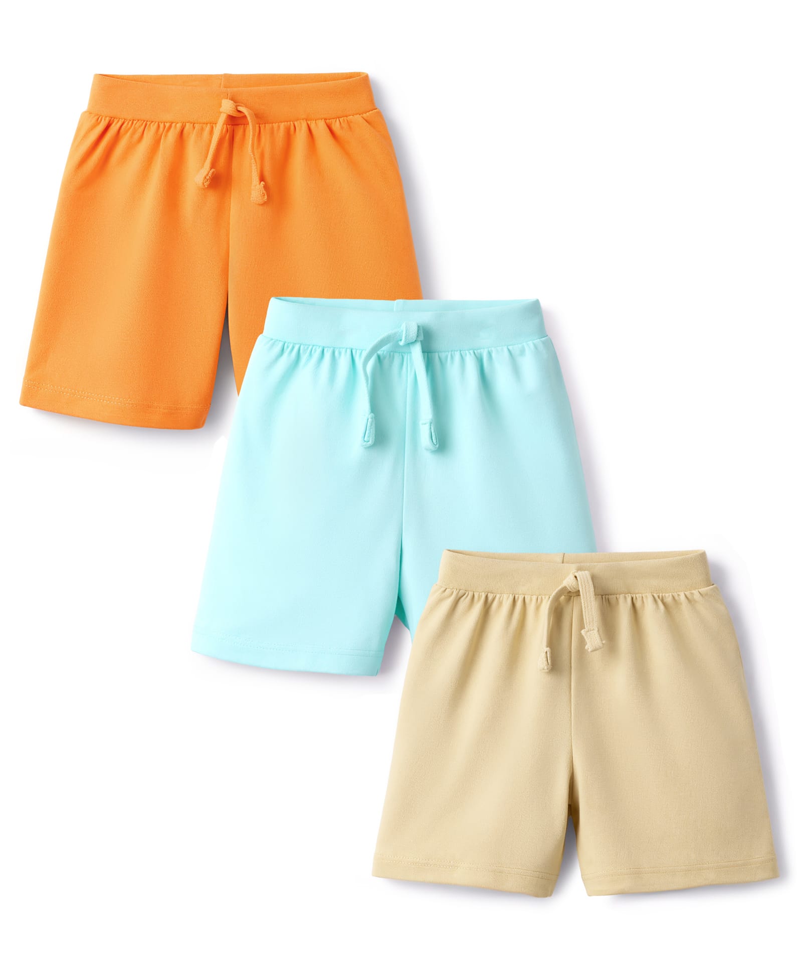 Babyhug Cotton Knit Mid Thigh Solid Shorts Pack Of 3 - Multi Color-image-44