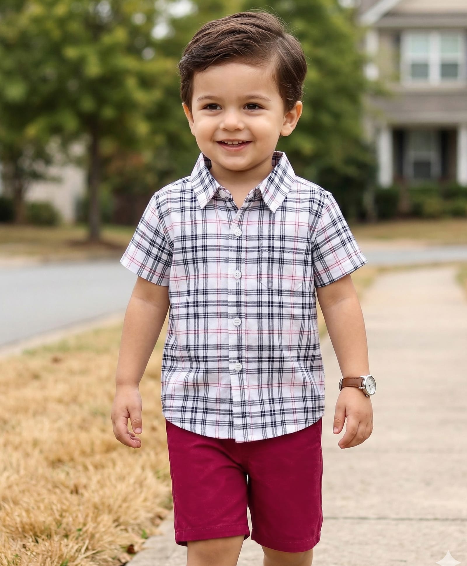 Babyhug Cotton Woven Half Sleeves Checks Shirt & Shorts Set - Multicolor-image-17