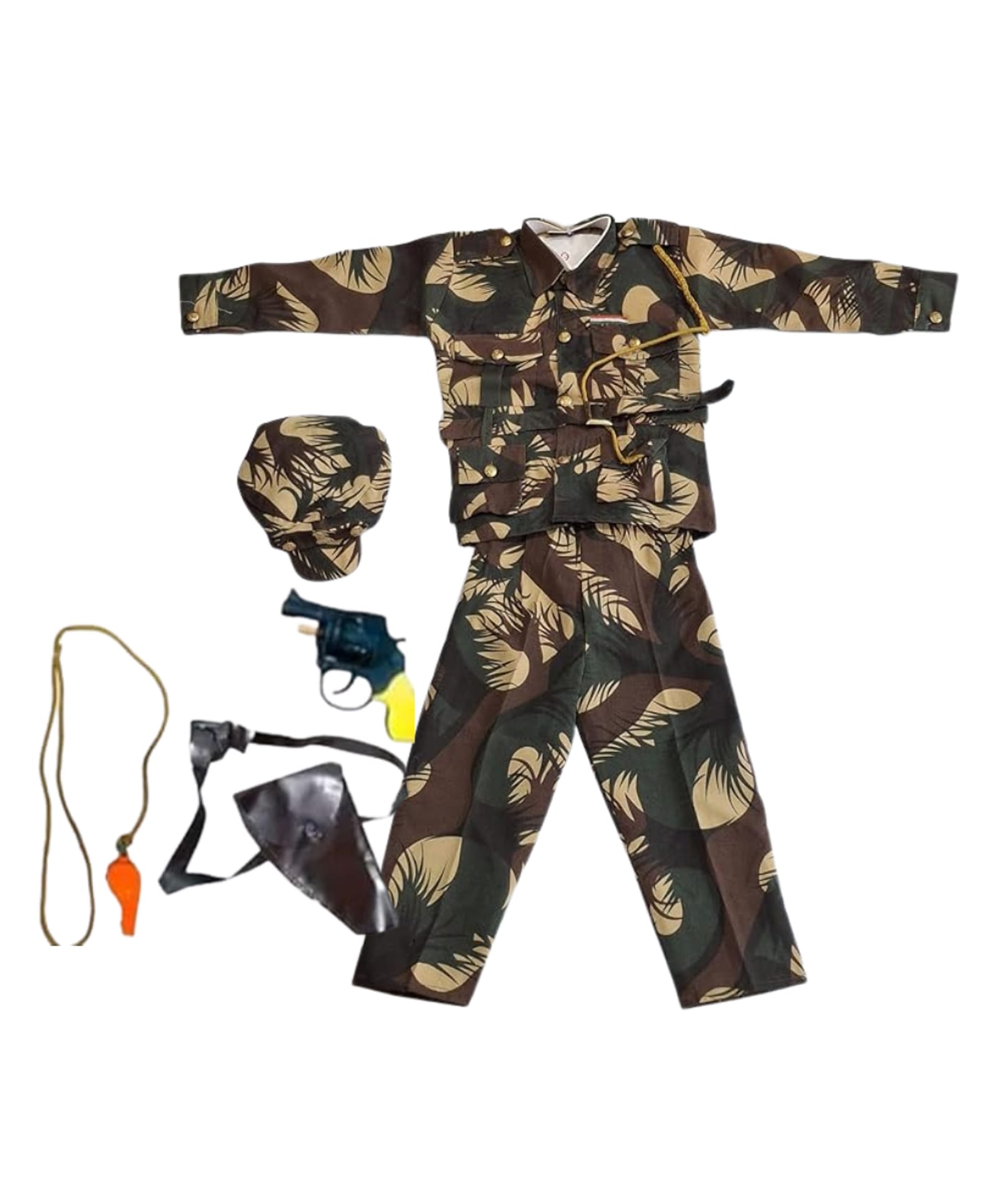 Itsmycostume Cotton Full Sleeves Camouflage Military Costume Set With Cap Gun & Other Accessories - Green-image-19