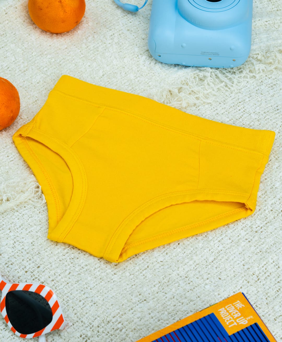 THE COVER UP PROJECT Modal Knit Solid Hipsters Panties With Iron On Stickers - Yellow-image-23