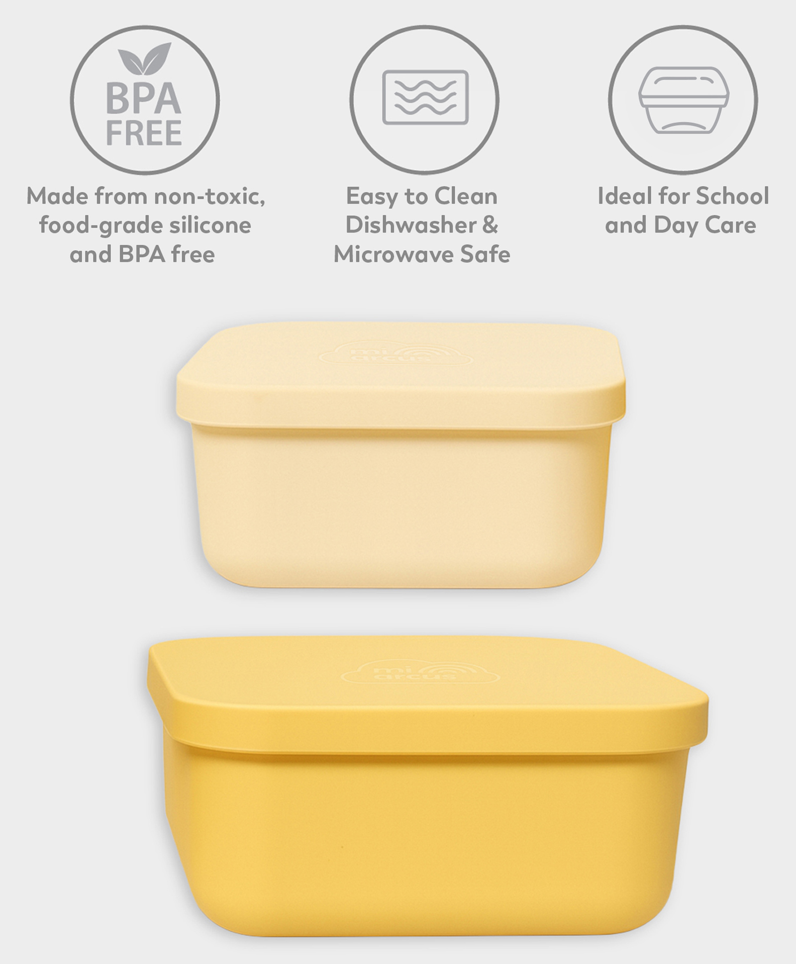 Mi Arcus 100% Silicone Square Bowl with Lid Pack of 2- Yellow-picture-18