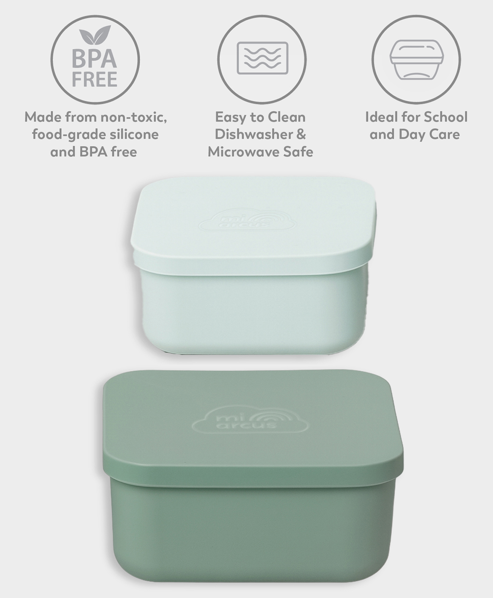 Mi Arcus 100% Silicone Square Bowl with Lid Pack of 2- Green-picture-19