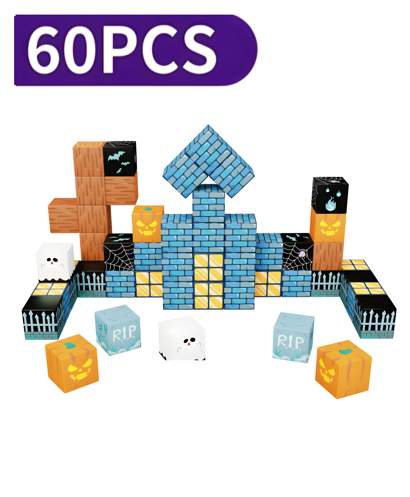 NEGOCIO customers children's educational toys Halloween puzzle cube building block toy set- PACK OF 1 - COLOR MAY VARY-image-11