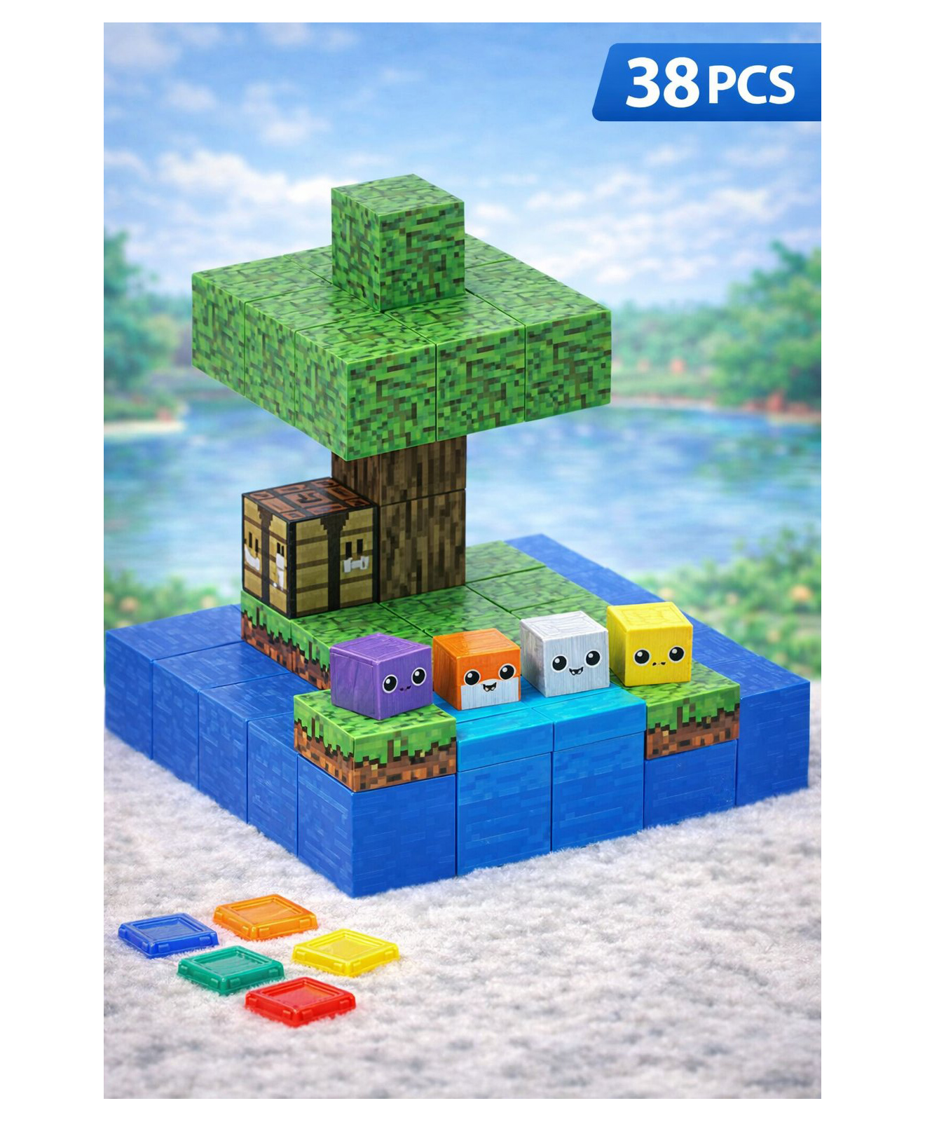 NEGOCIO customers children's educational toys Mini Island puzzle cube building block toy set- PACK OF 1 - COLOR MAY VARY-image-49