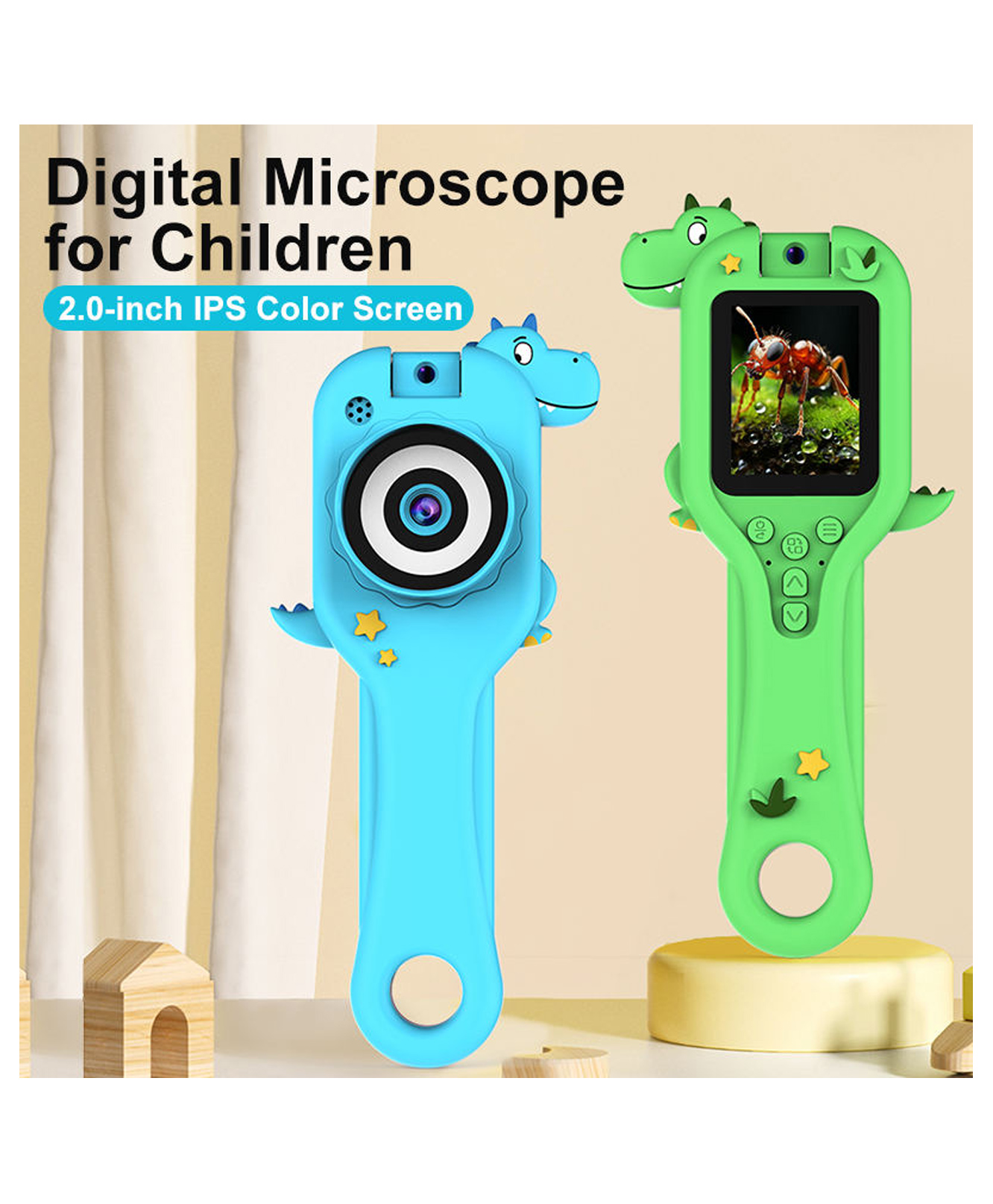 Sanjary Kids Digital Microscope Toy With 2 Inch IPS Color Screen Design Handheld Educational Science Camera Gift For Children Learning color design may vary-image-2
