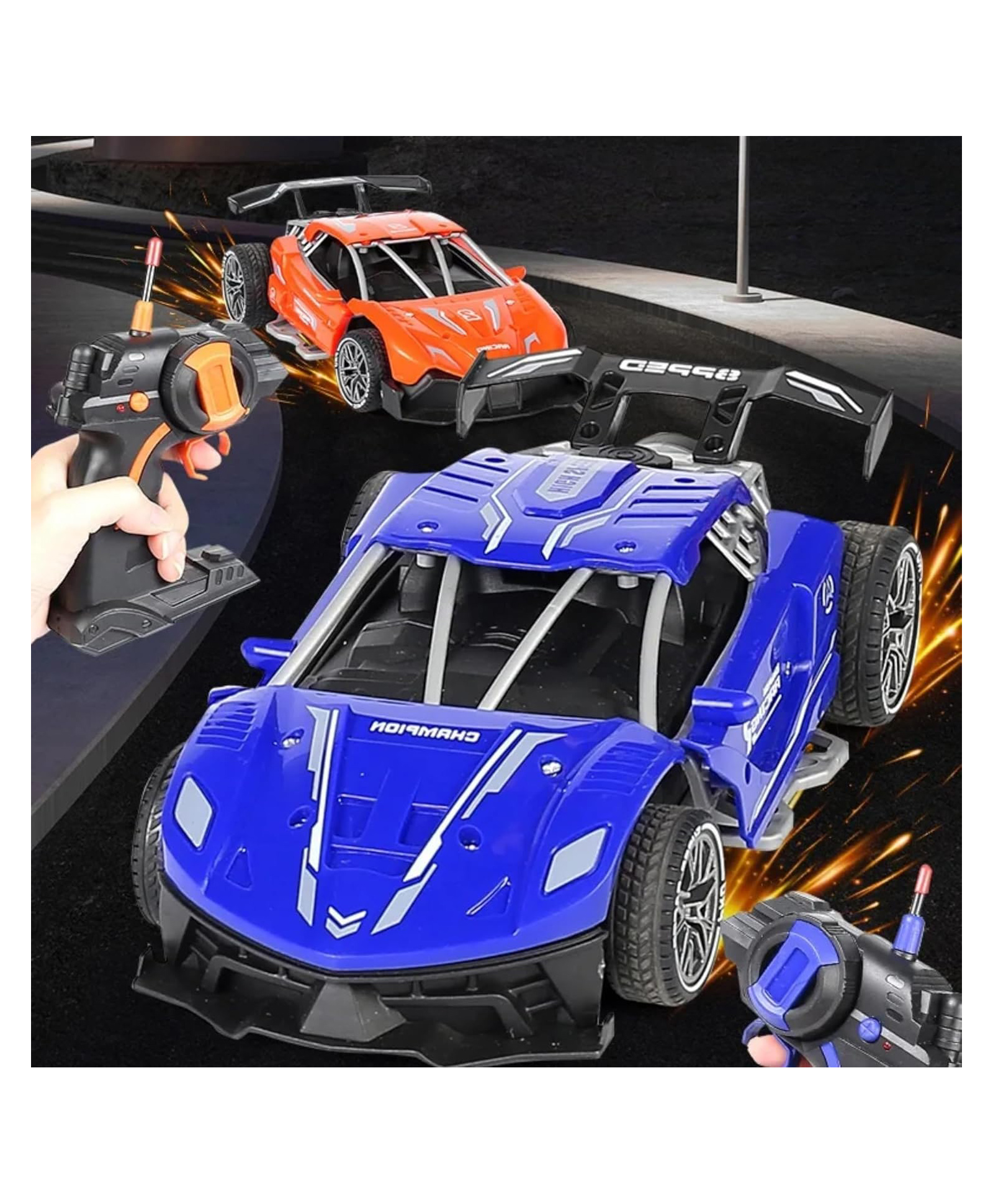 Sanjary High Speed Remote Control Racing Car Toy With Dual Controller Lights Drift Action Rechargeable RC Vehicle For Kids Adults color design may vary-picture-20