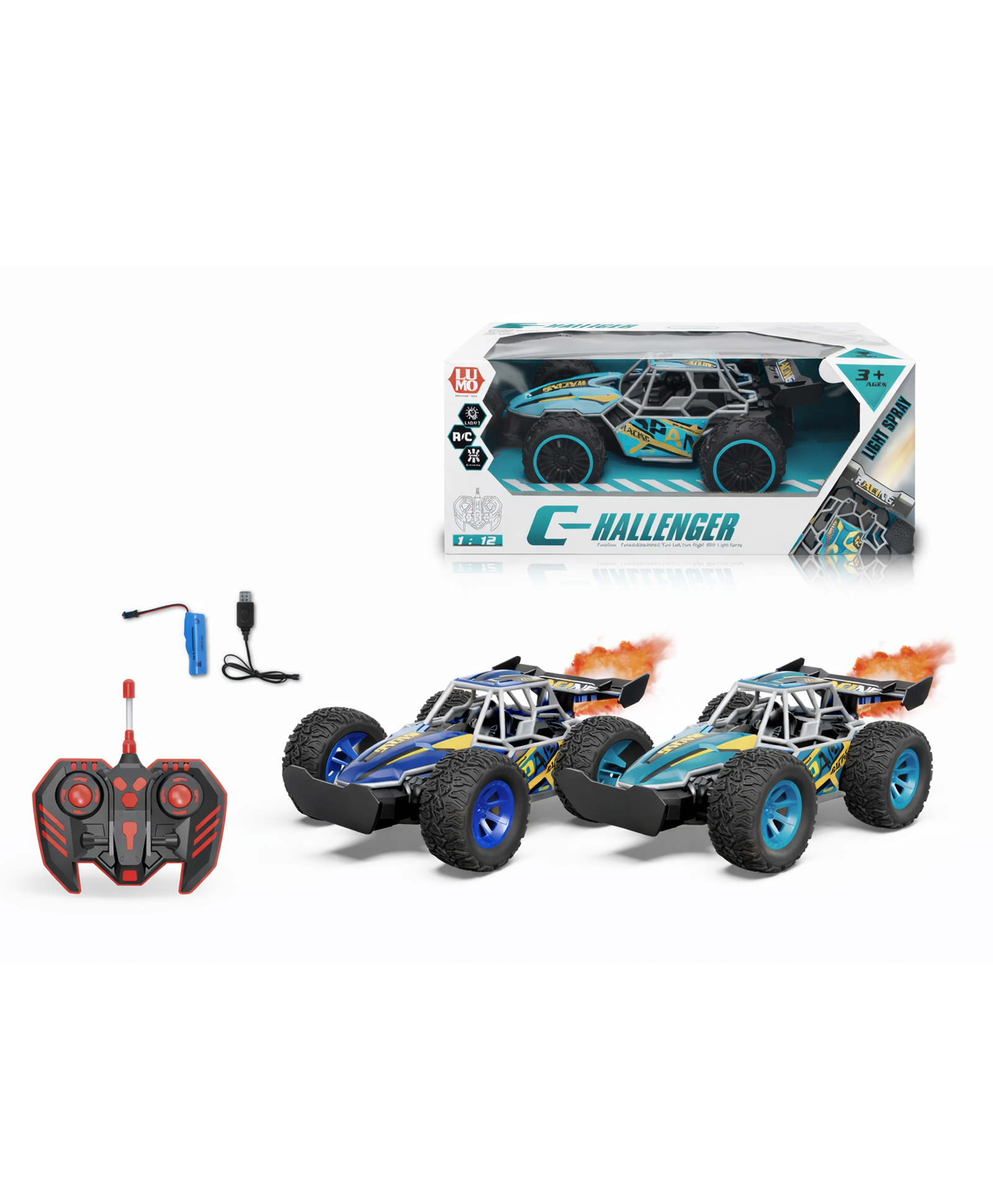 Sanjary Challenger 1:12 Scale RC Off Road Racing Buggy With Lights Rechargeable Battery Remote Control Toy Car For Kids High Speed color design may vary-image-2