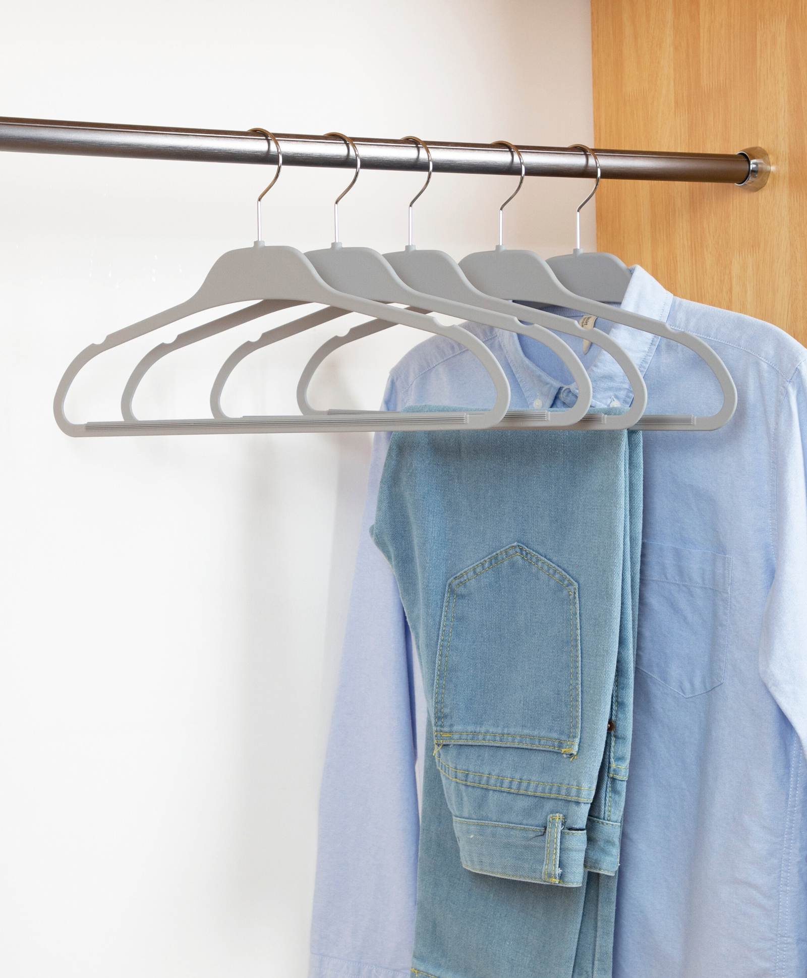 STOR Premium Rubberized Hangers | Ash Gray | Set of 5-image-12