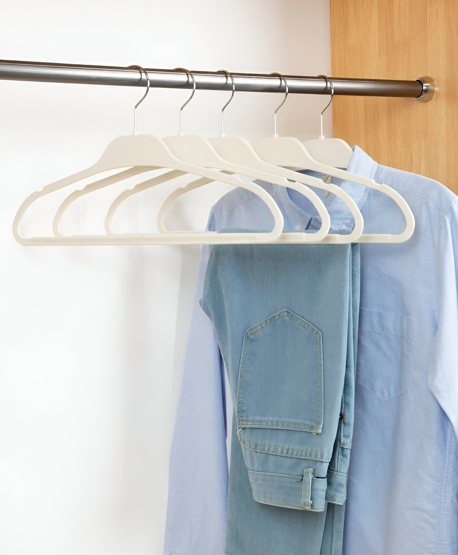 STOR Premium Rubberized Hangers | Ecru White | Set of 5-image-44