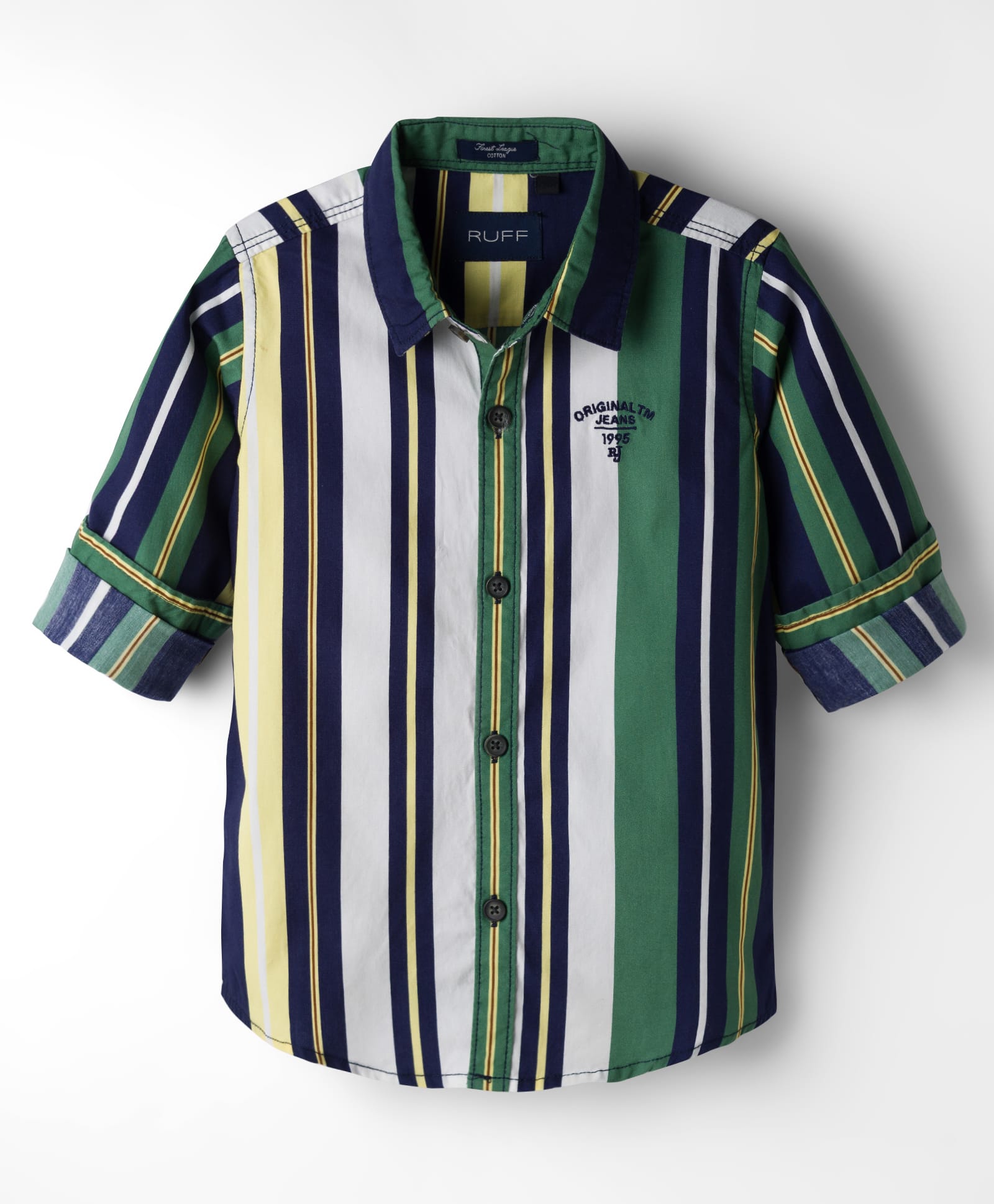 Ruff Poplin Woven Full Sleeves Striped Shirt - Green-picture-49