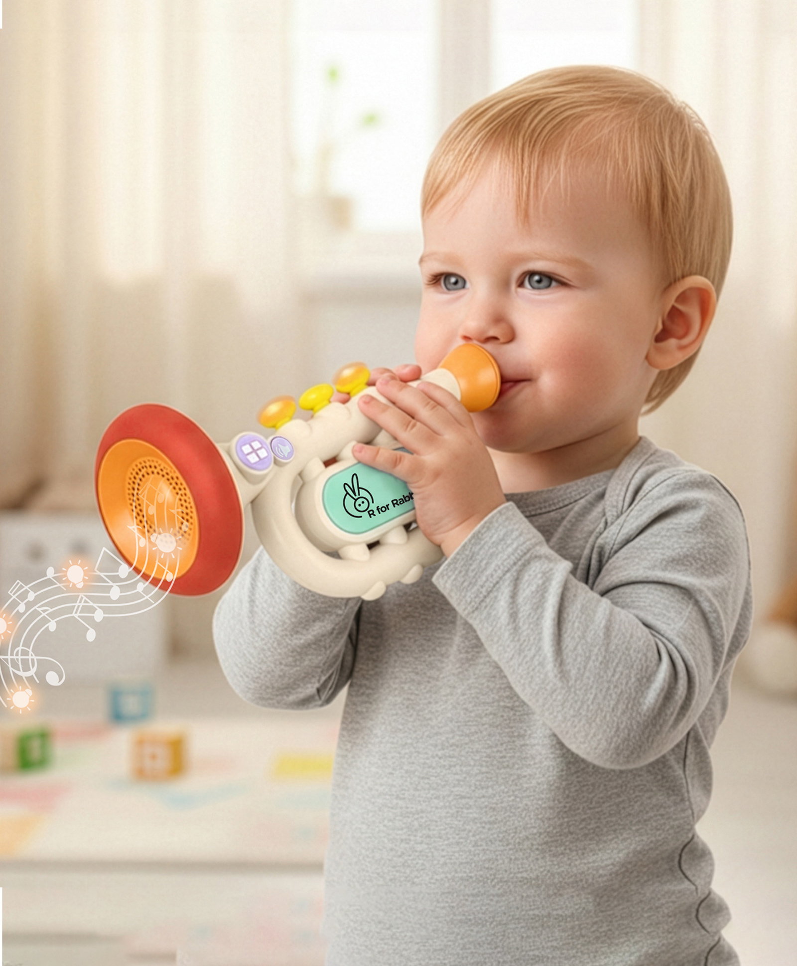 R for Rabbit Orapple Funtunes Trumpet - Beige Multicolor-picture-0