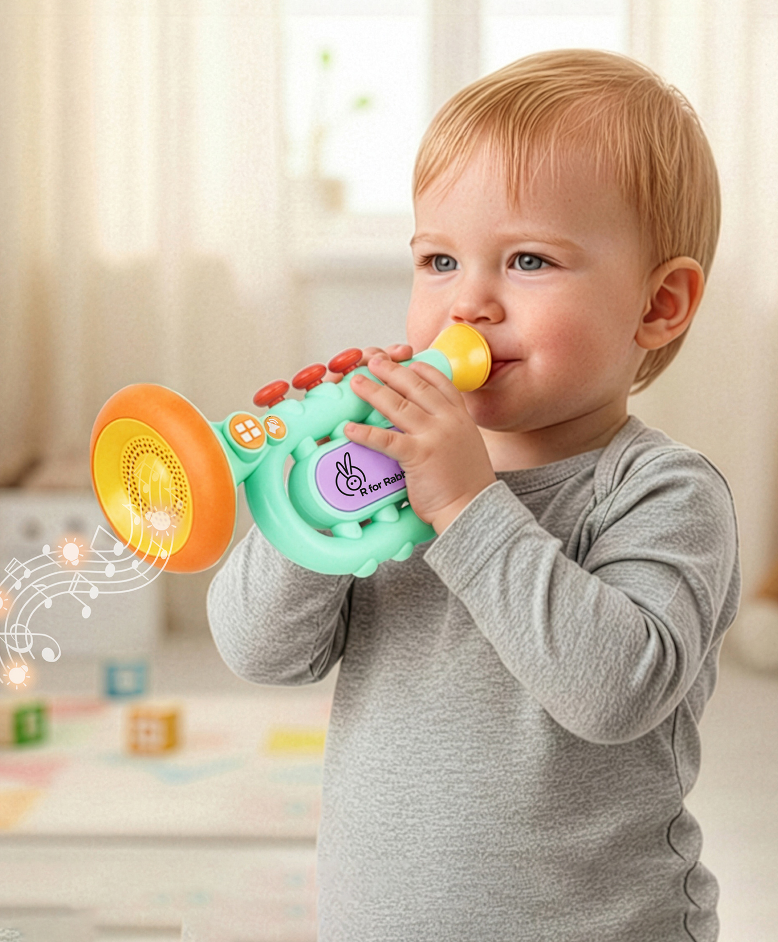 R for Rabbit Orapple Funtunes Trumpet - Blue Multicolor-picture-7