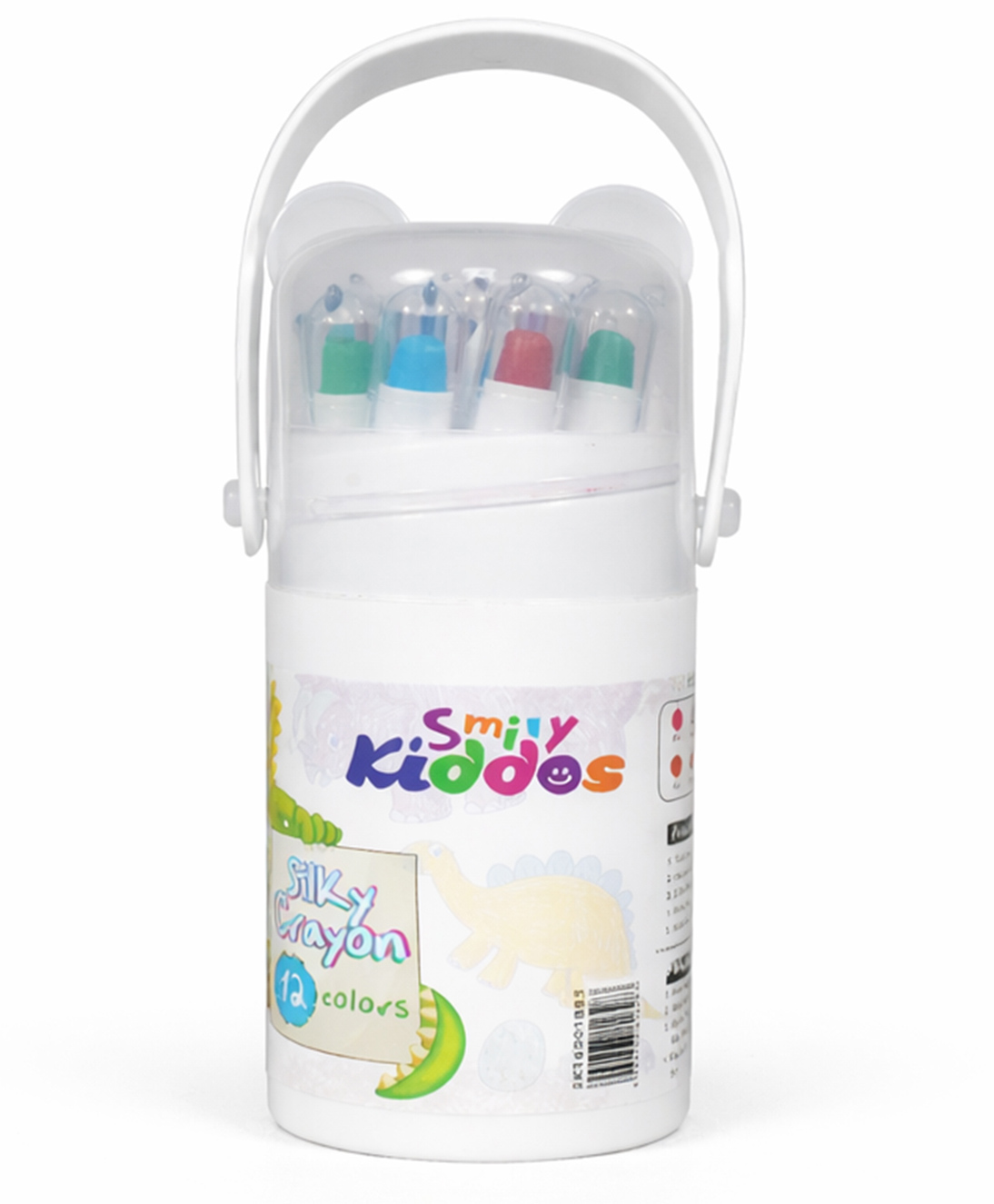 Smily Kiddos Silky Twist Crayons 12 Smooth Colors in Cute Dino Carry Case-image-47