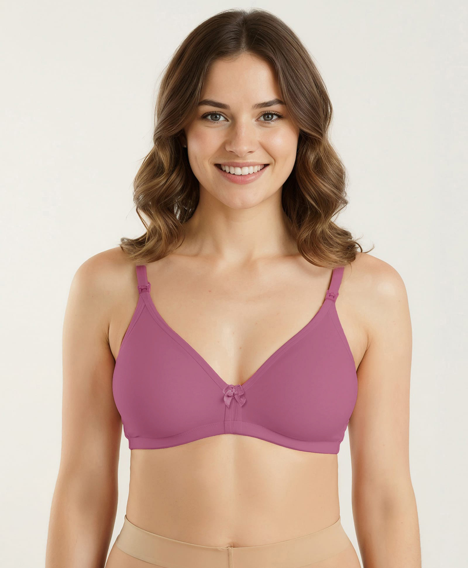 Bella Mama Cotton Blend Bra - Mauve-picture-13