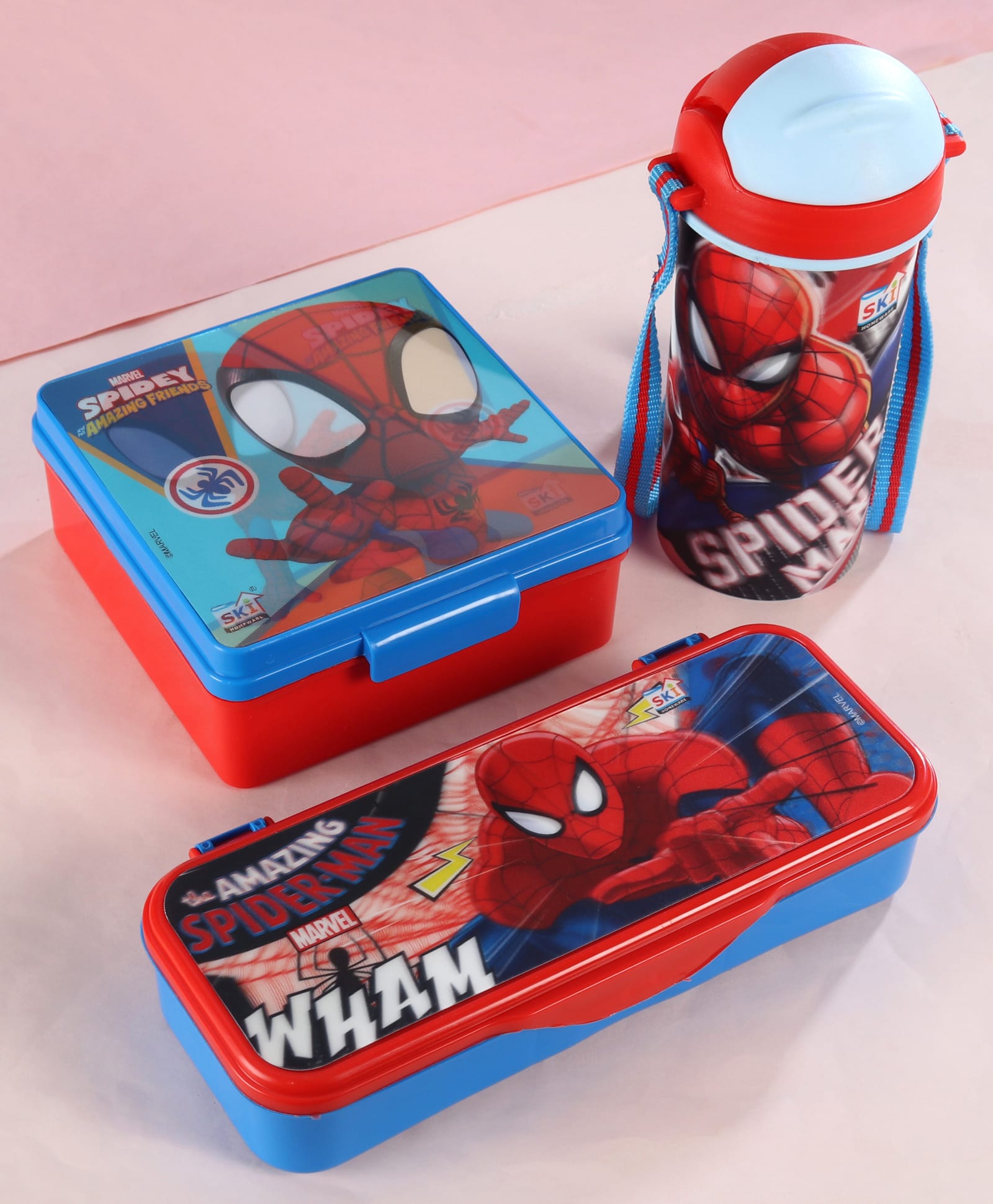 Marvel By SKI Spider-Man Saturn 3D Printed Back to School Combo Set With Lunch Box Water Bottle & Pencil Box - Royal Blue & Red-image-35