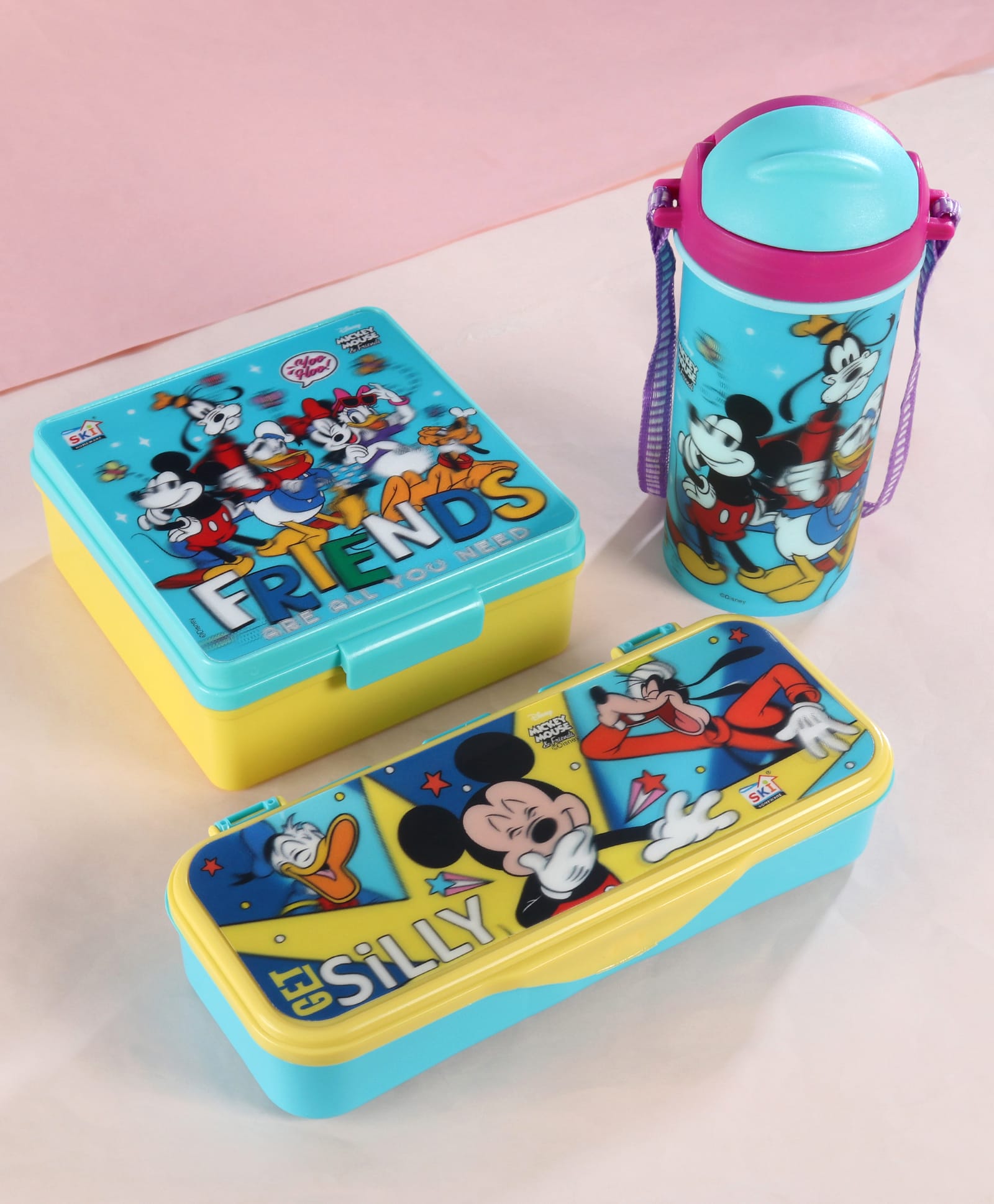 Disney By SKI Saturn 3D Printed Mickey Back to School Combo Set With Lunch Box, Water Bottle & Pencil Box Aqua Blue-image-34