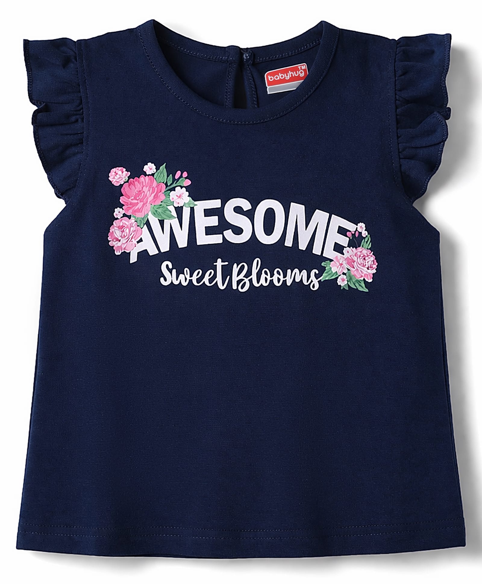 Babyhug Cotton Knit T-Shirt with Graphic Print and Ruffle Sleeves Multi Color 2-3 Years-image-31