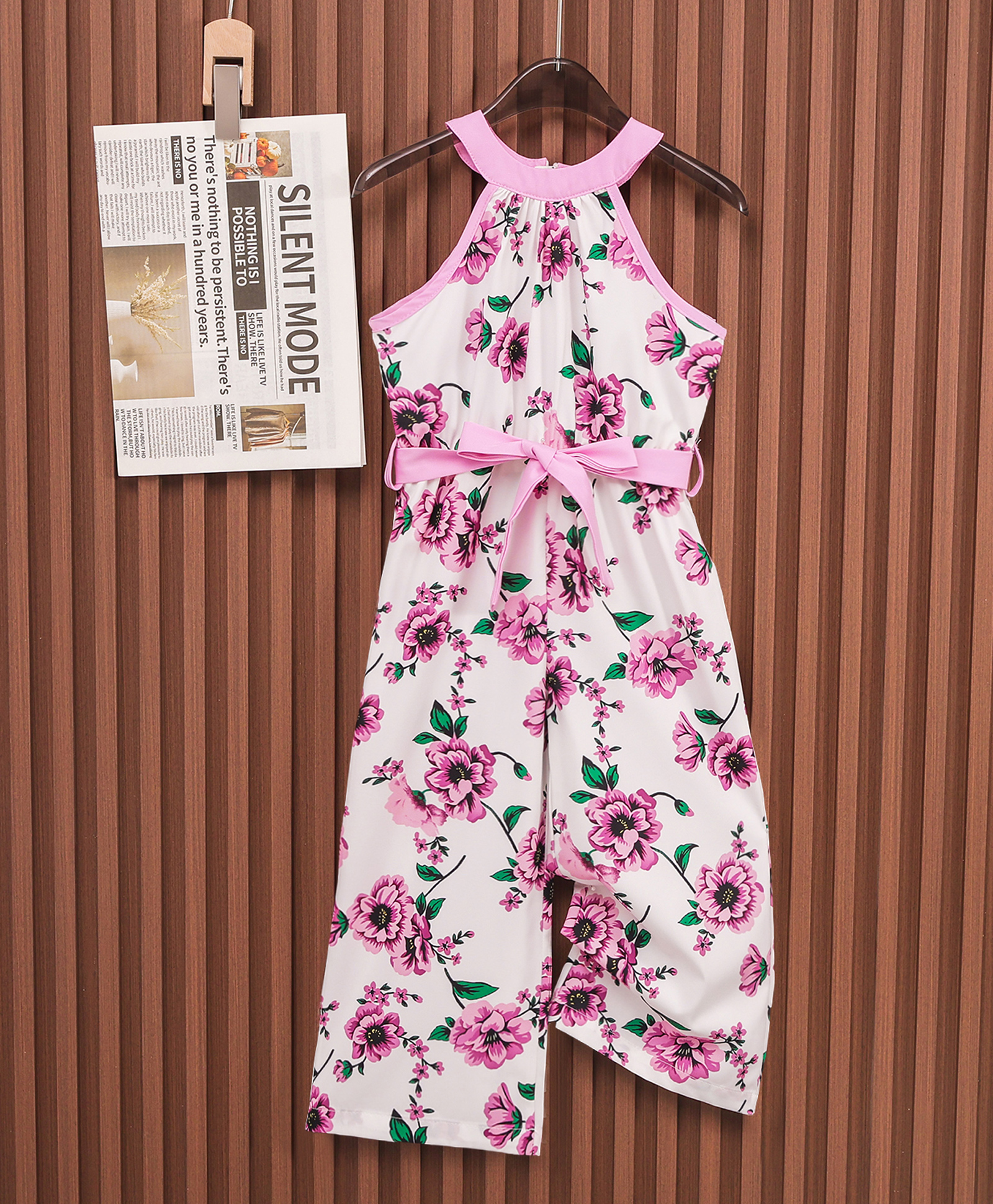 Mark & Mia Sleeveless Floral Printed Jumpsuit - White & Pink-image-46