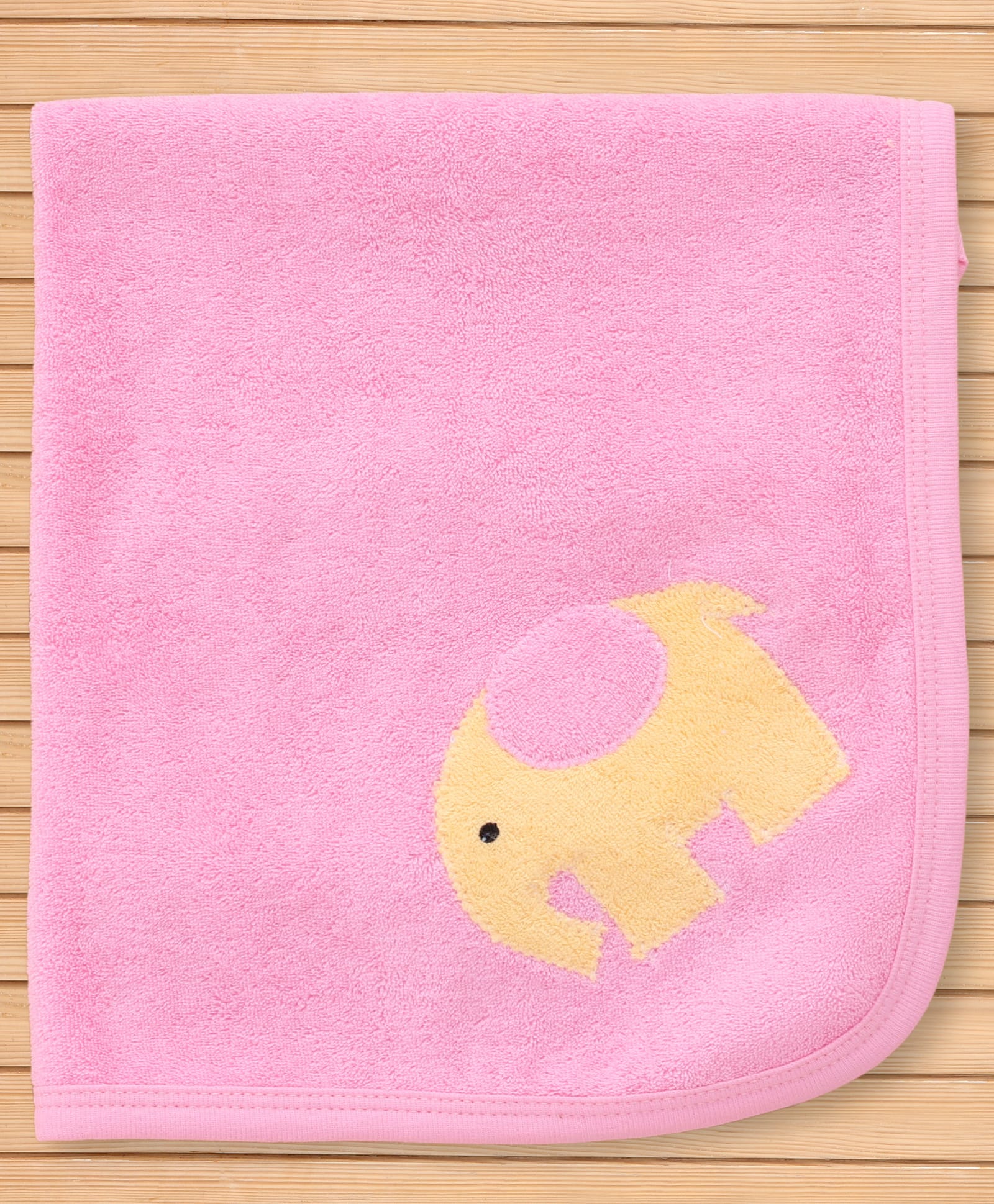 Child World Terry Knit Unisex Hand & Face Towels With Yellow Elephant Print L 45 x B 45 cm - Pink-picture-16