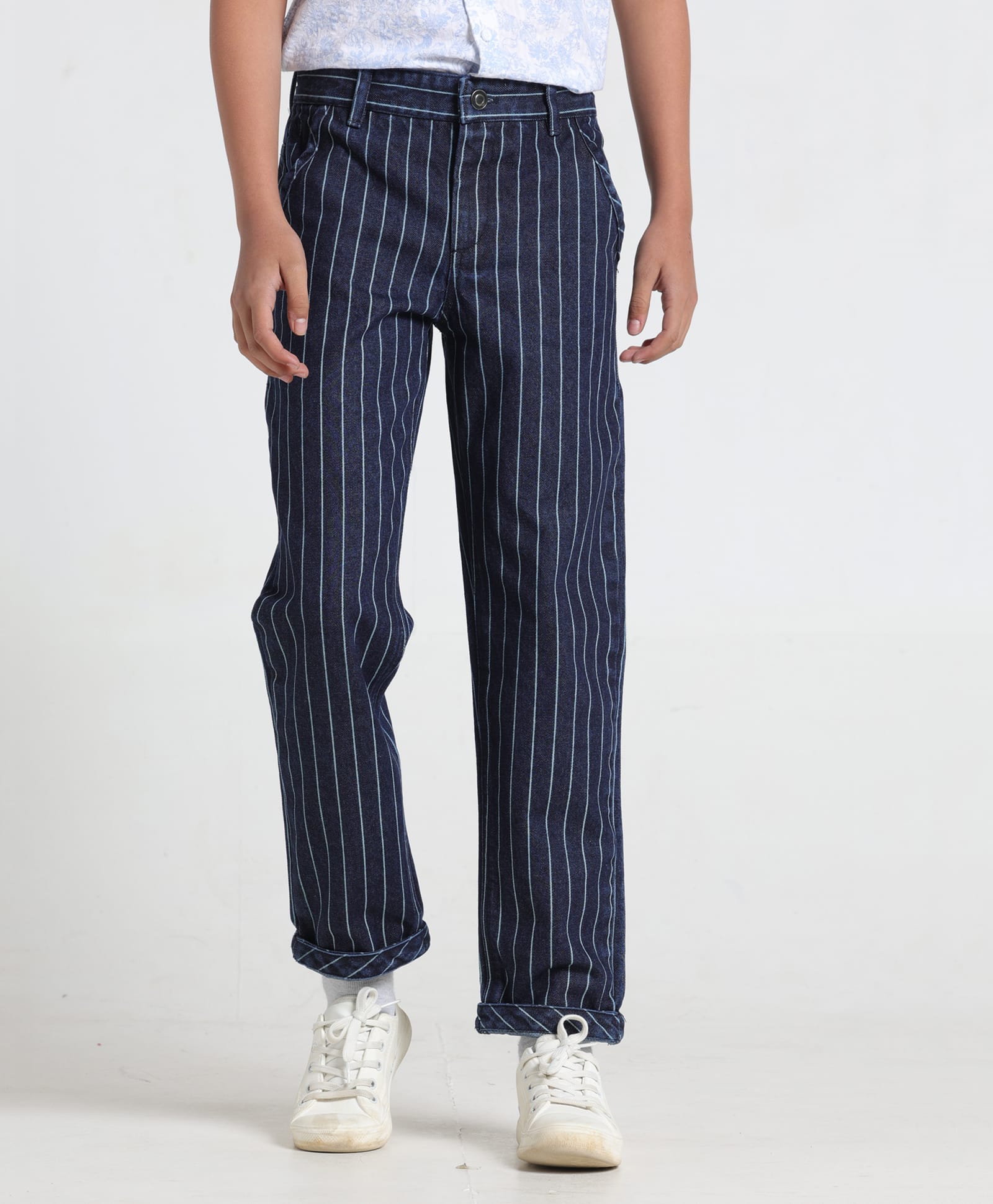Under Fourteen Only Pinstriped Trousers - Navy Blue-picture-23